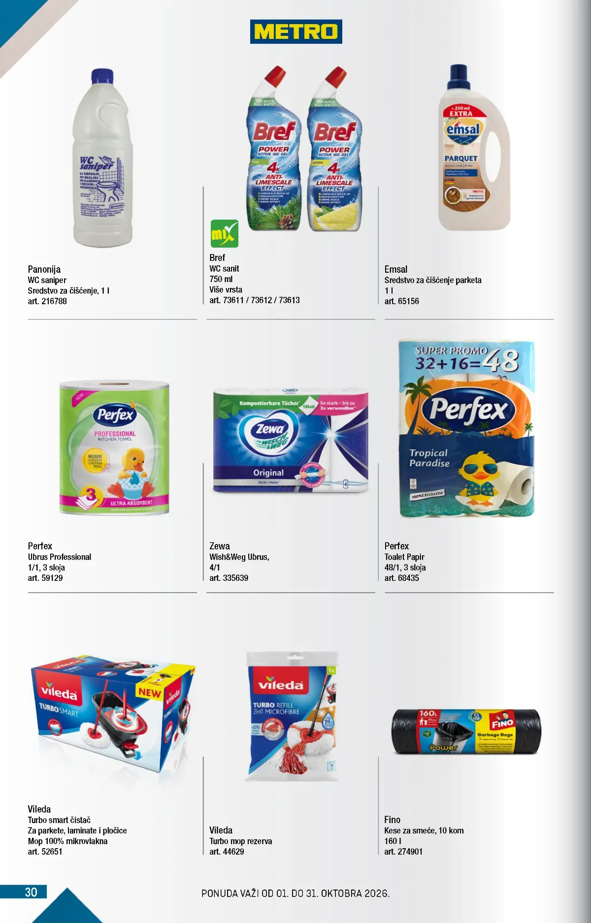 METRO katalog strana 30 – Perfex, Zewa, Vileda i sredstva za domaćinstvo