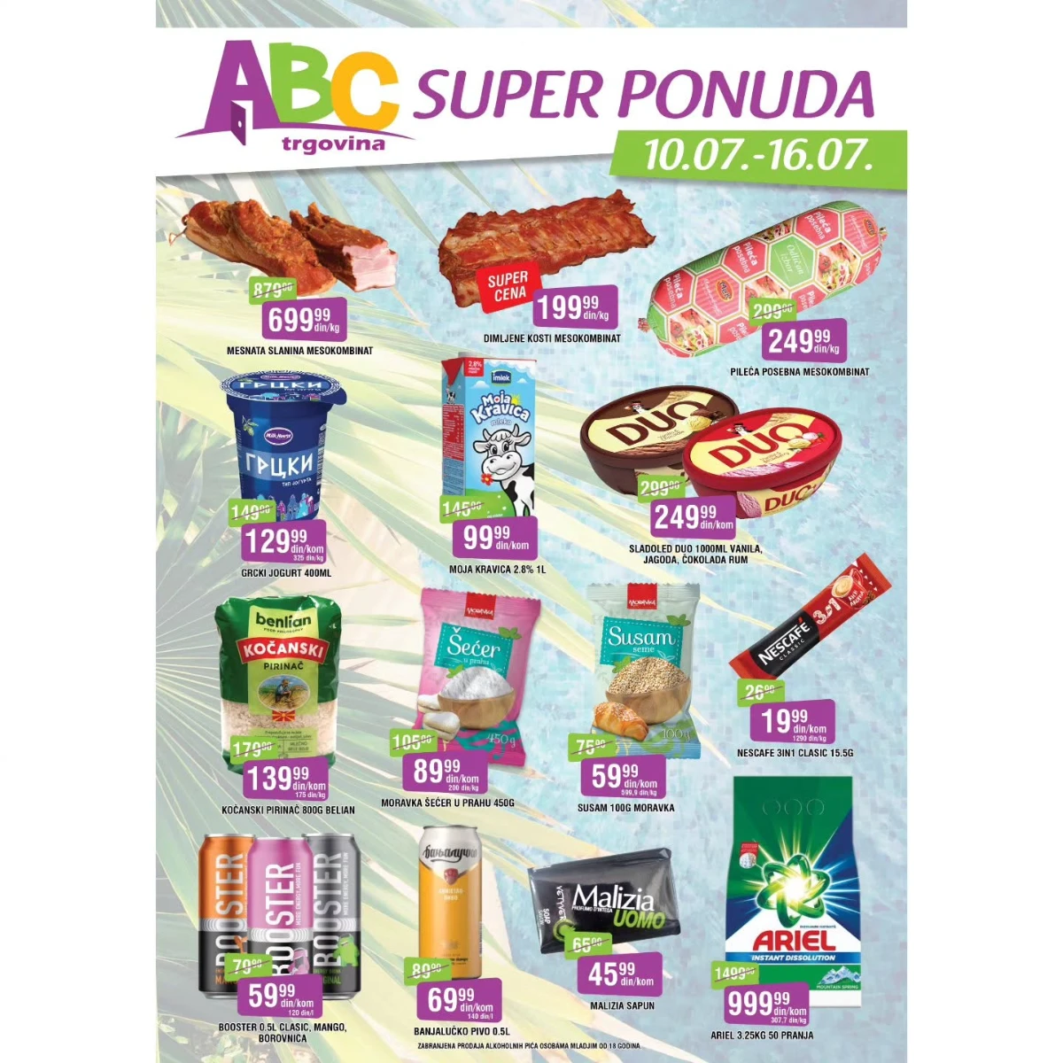 ABC Super ponuda od 10. do 16.07.2026. – akcijske cene prehrane, pića i proizvoda za domaćinstvo