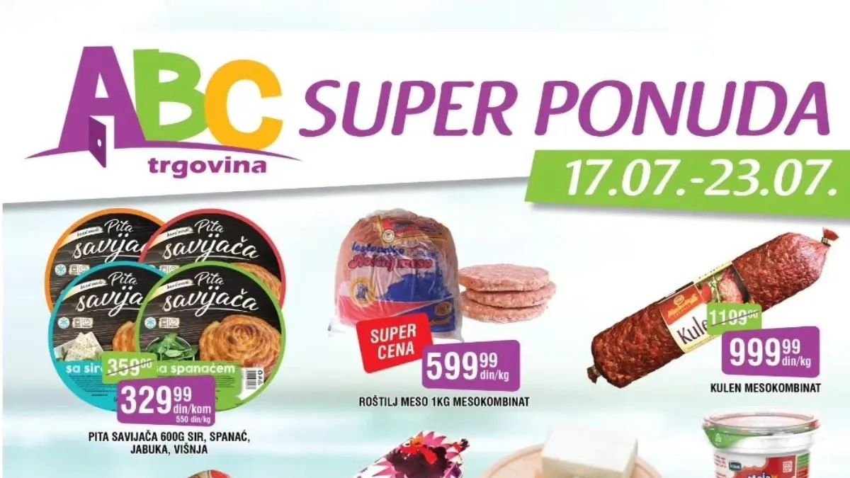 ABC Super ponuda od 17. do 23.07.2026. – akcijske cene prehrane, pića i proizvoda za domaćinstvo