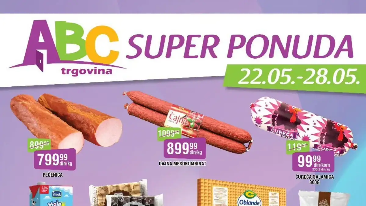 ABC SUPER ponuda do 28.05.2026 – prehrana, kućna hemija i svakodnevni proizvodi već od 9,99 dinara