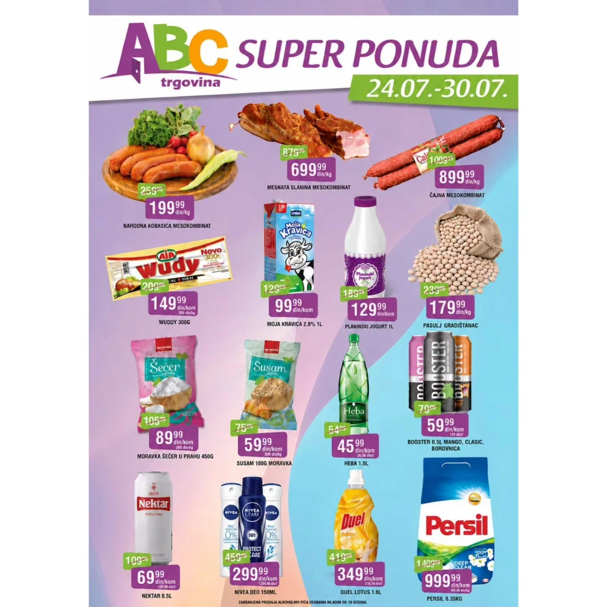 ABC Trgovina ponuda uz popuste do 35% na prehrambene proizvode, pića i proizvode za domaćinstvo.