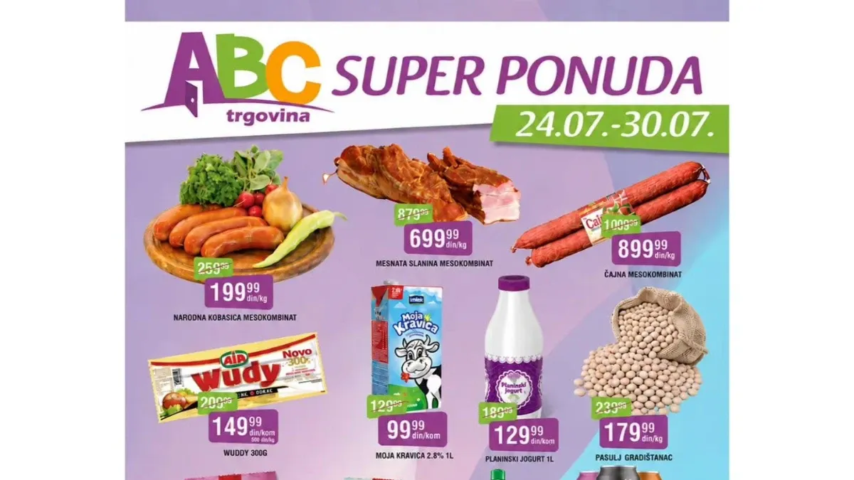 ABC Trgovina ponuda uz popuste do 35% na prehrambene proizvode, pića i proizvode za domaćinstvo.
