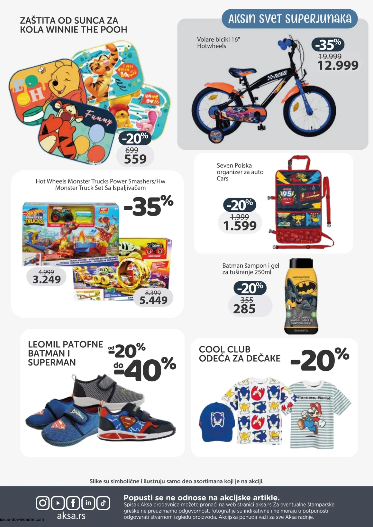 Aksa Hot Wheels, Batman i Superman proizvodi na sniženju