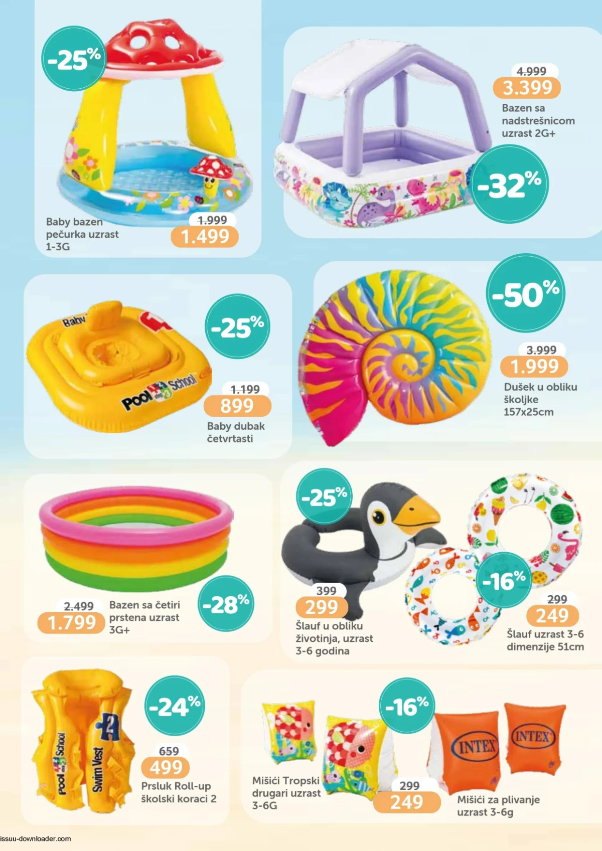 AKSA katalog strana 3 – rekviziti za plivanje i bazeni AKSA katalog strana 3 – bazeni za decu, šlaufi i oprema za plivanje