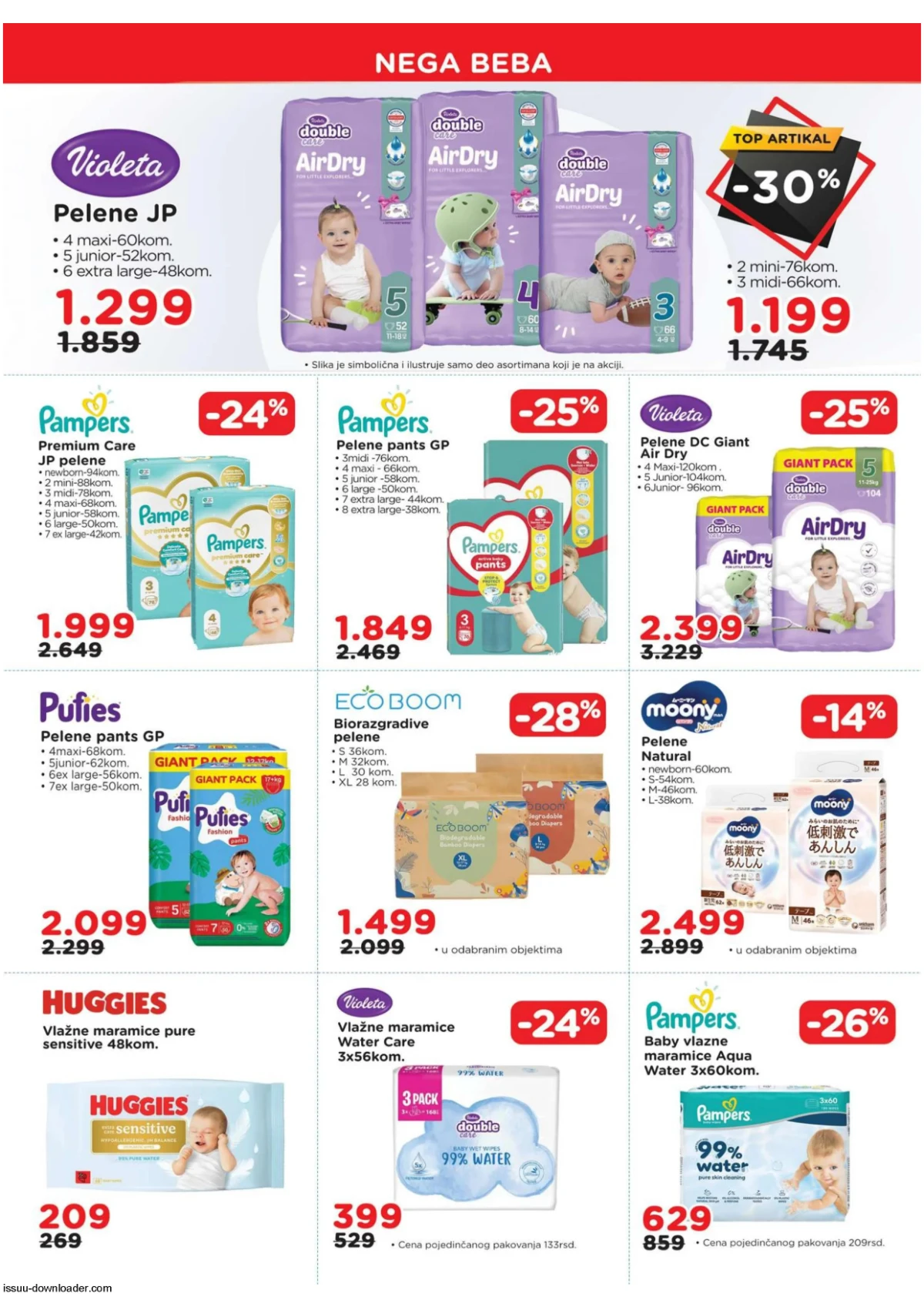 AKSA katalog strana 8 – pelene i vlažne maramice na akciji