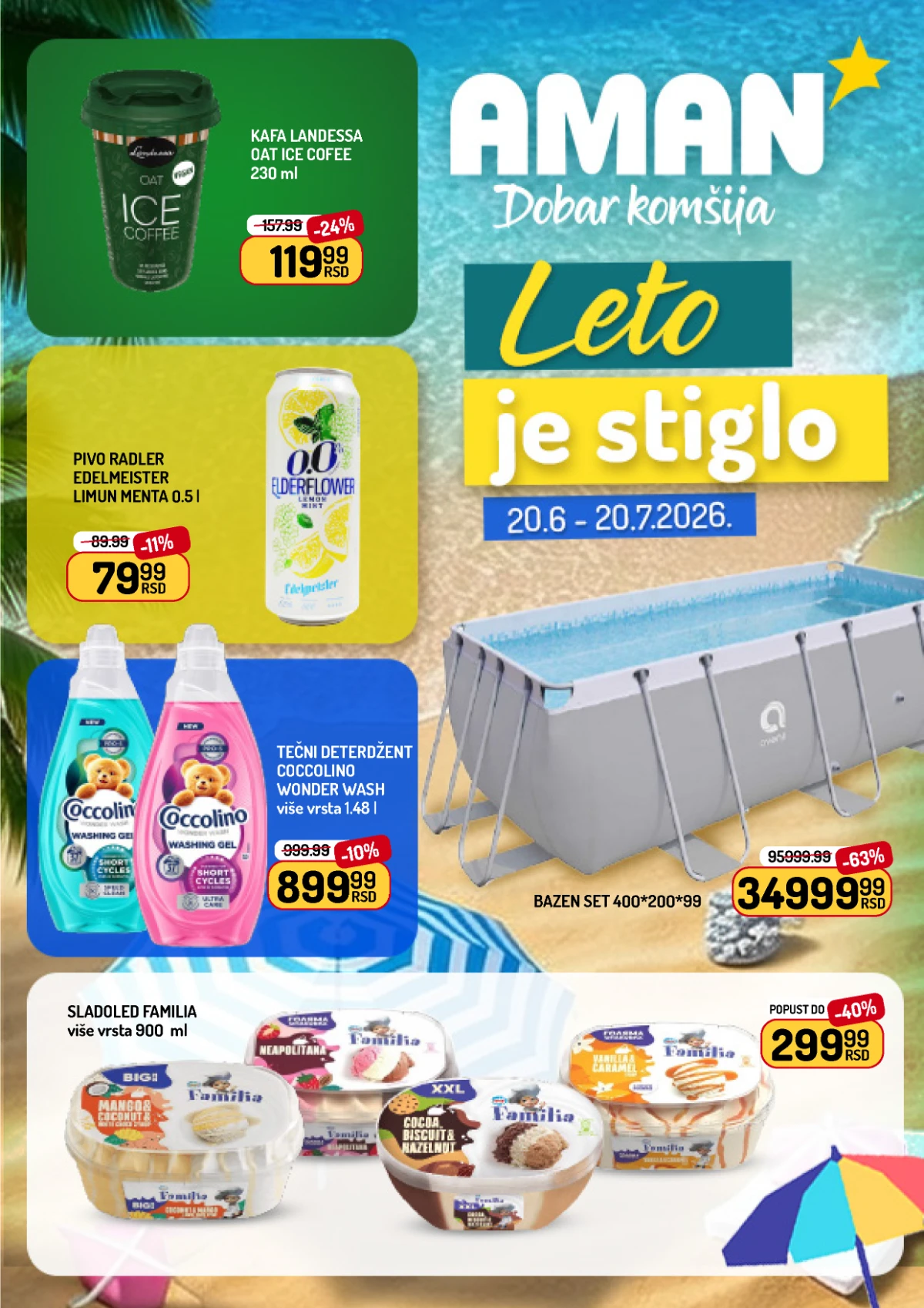 Aman katalog Leto je stiglo do 20.07.2026 – bazeni, kozmetika, pića i letnji proizvodi na velikom sniženju