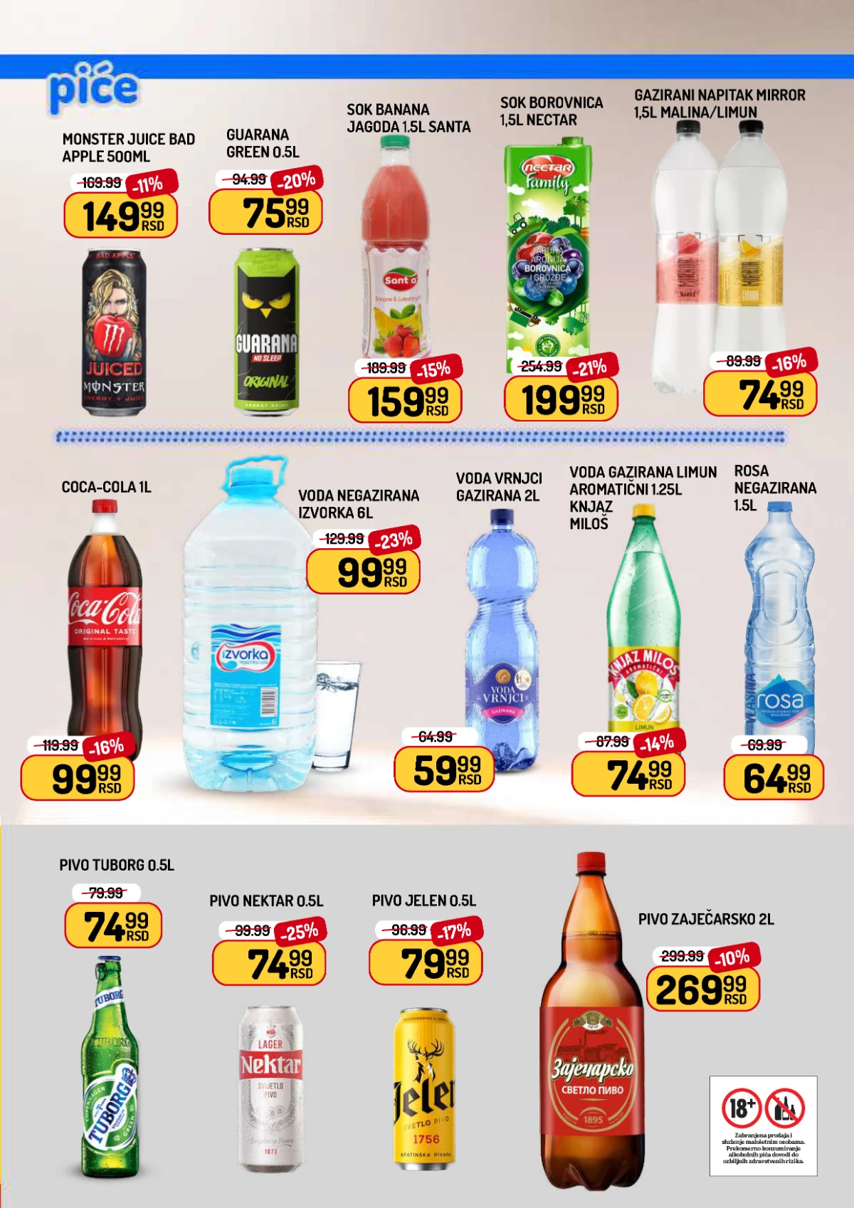 Aman piće, voda, sokovi i pivo na akciji do 11.06.2026
