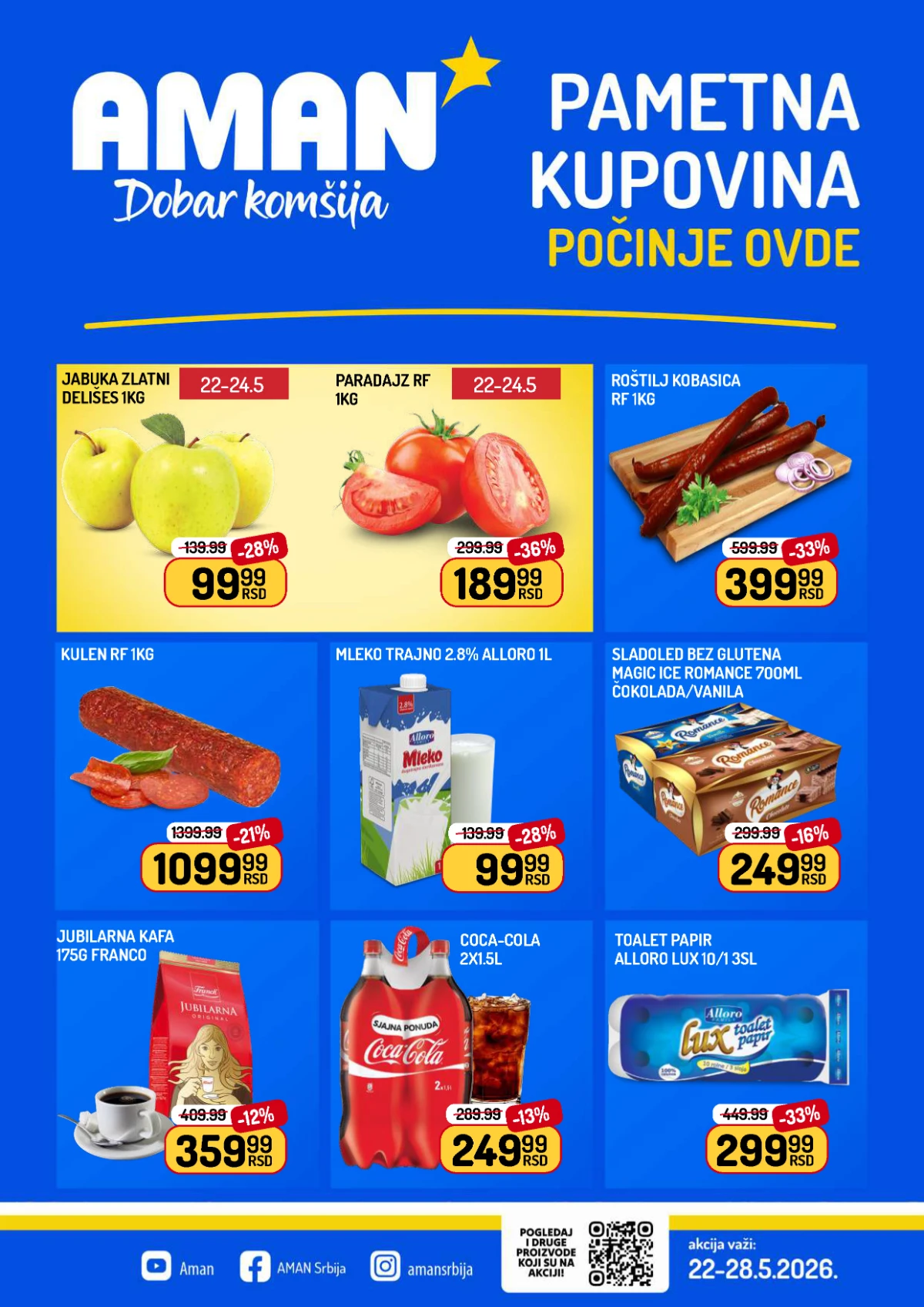 Aman akcija do 36% – meso, mlečni proizvodi i prehrana po nižim cenama do 28.05.2026
