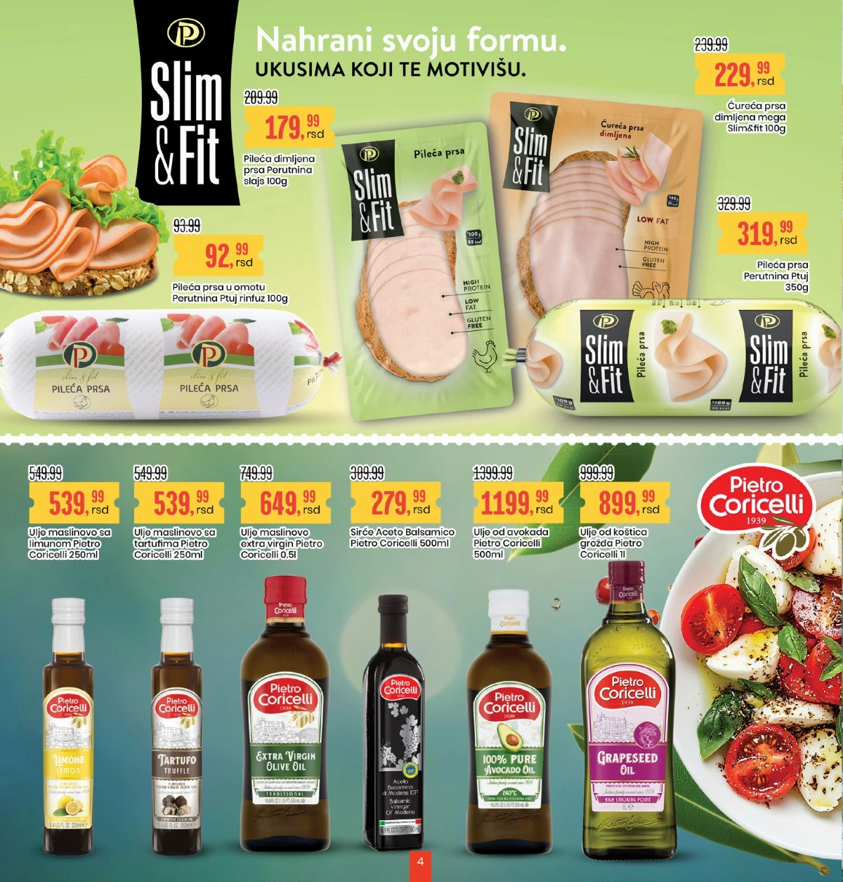 Aroma City Slim&Fit i Pietro Coricelli akcija do 28.05.2026 strana 4 Aroma City katalog akcija – pileća prsa, maslinovo ulje i premium proizvodi strana 4
