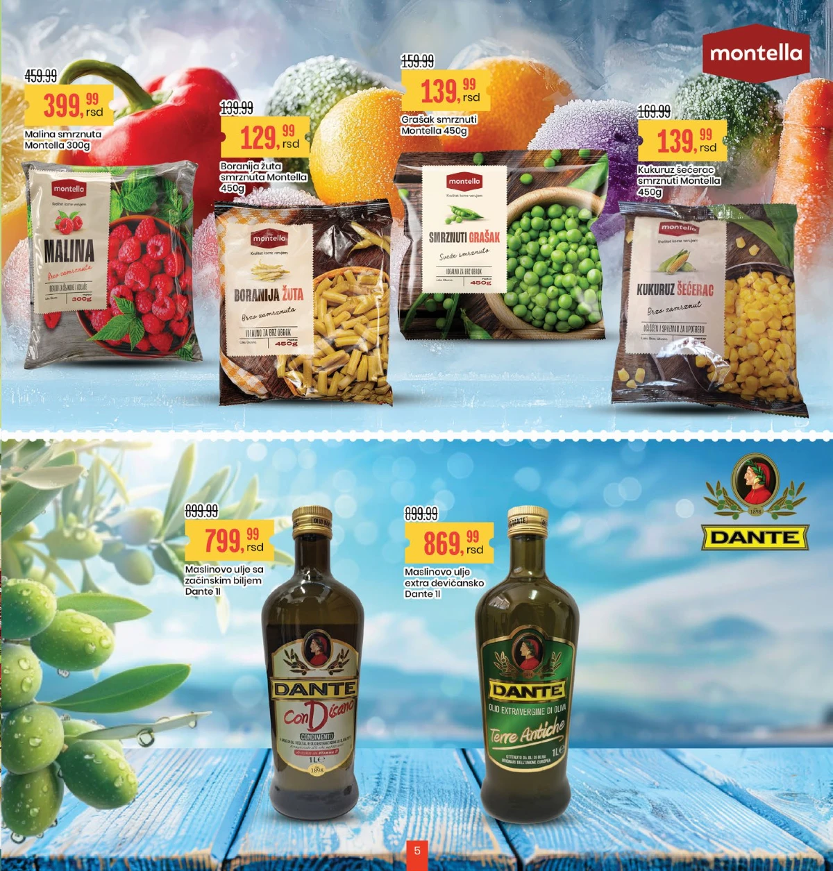 Aroma City Montella i Dante akcija do 28.05.2026 strana 5 Aroma City katalog sniženja – Montella zamrznuto povrće i Dante maslinovo ulje strana 5
