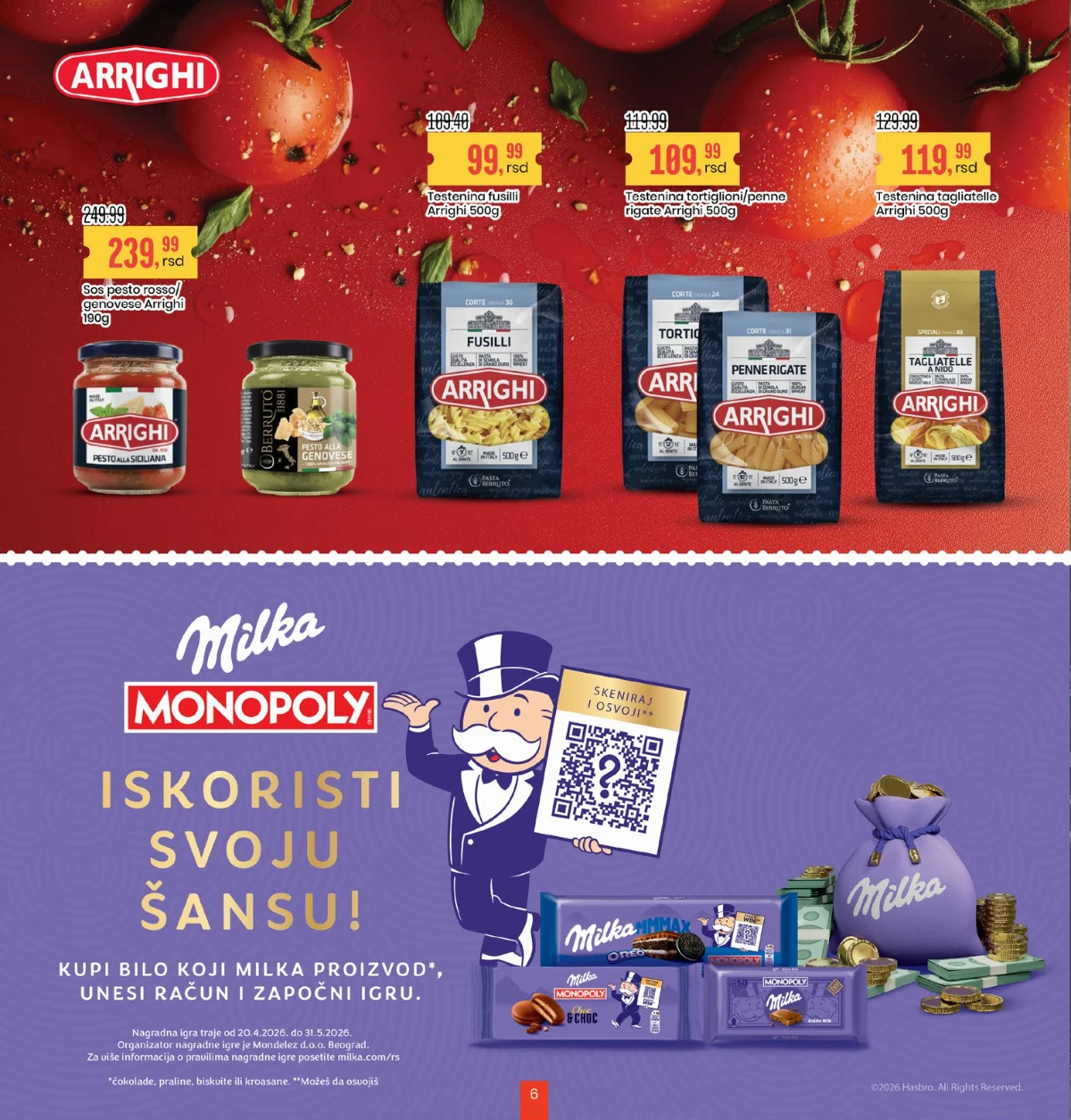 Aroma City Arrighi i Milka akcija do 28.05.2026 strana 6 Aroma City katalog testenina Arrighi i Milka proizvodi po sniženim cenama strana 6