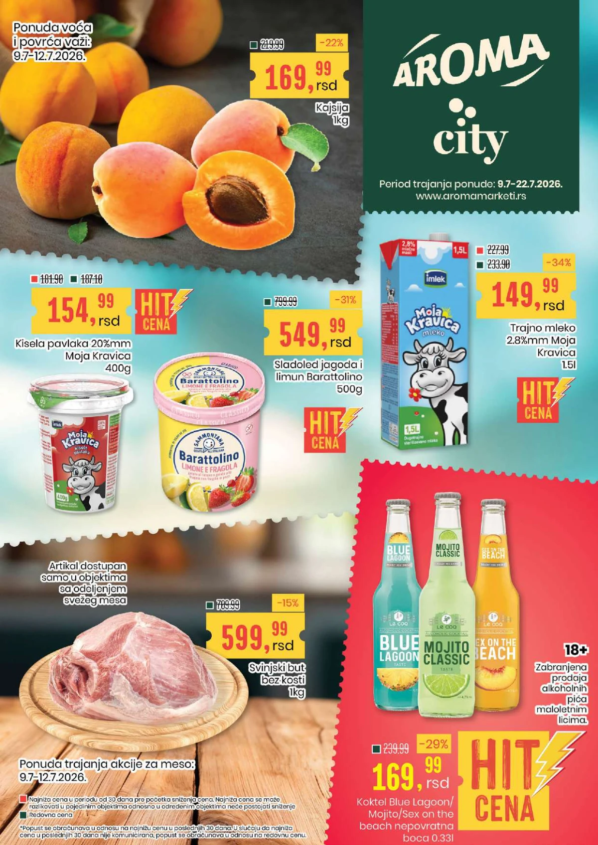 Aroma i City katalog od 09. do 22.07.2026. – HIT cene na kajsije, mleko, pavlaku, sladoled i sveže meso