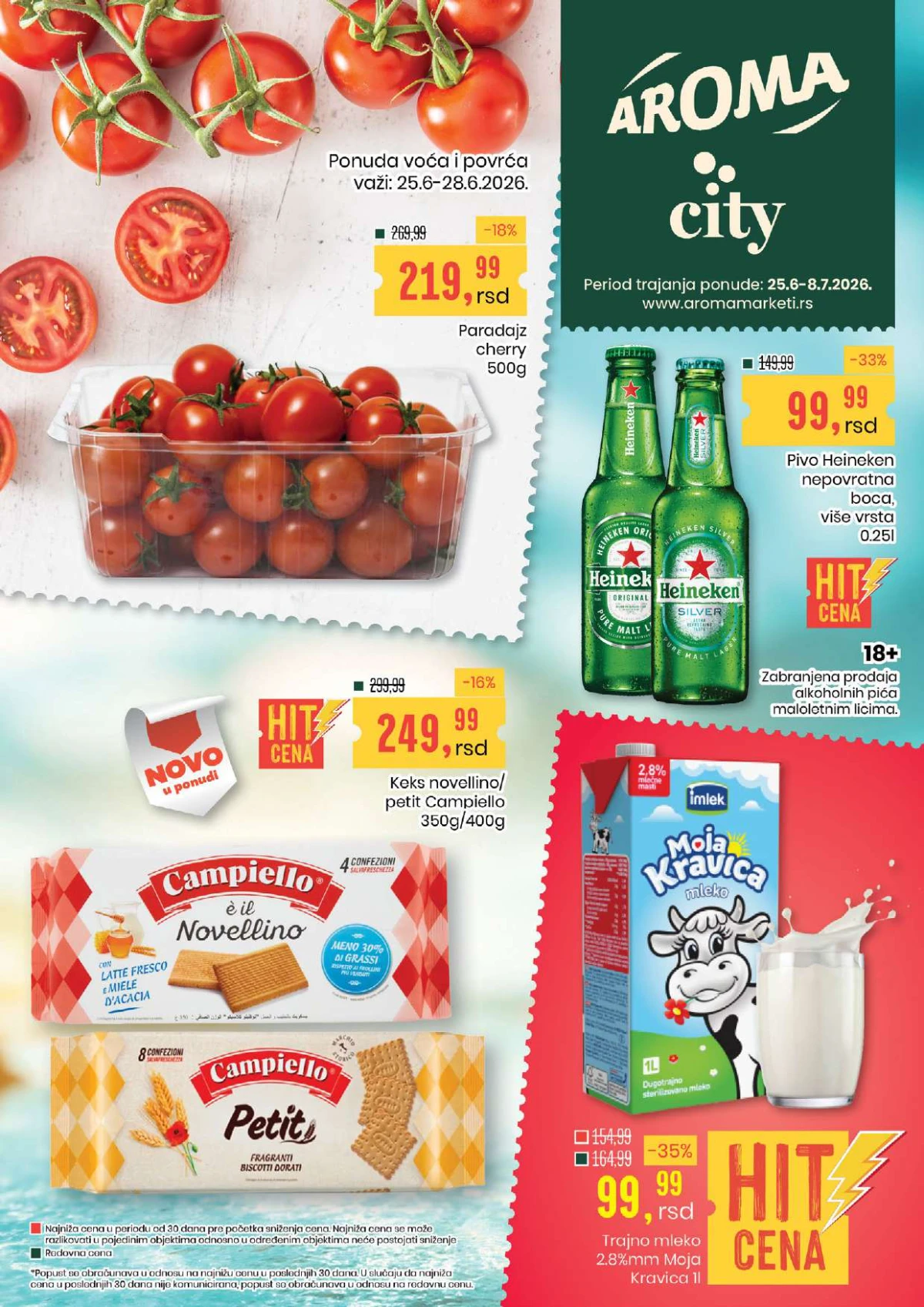 Aroma City akcija do 40% popusta – prehrana, voće, mlečni proizvodi i hit cene do 08.07.2026