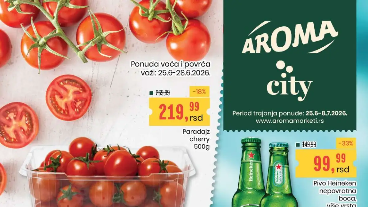 Aroma City akcija do 08.07.2026 – novi katalog donosi velike uštede na prehranu, piće, voće, meso, mlečne proizvode i svakodnevnu kupovinu
