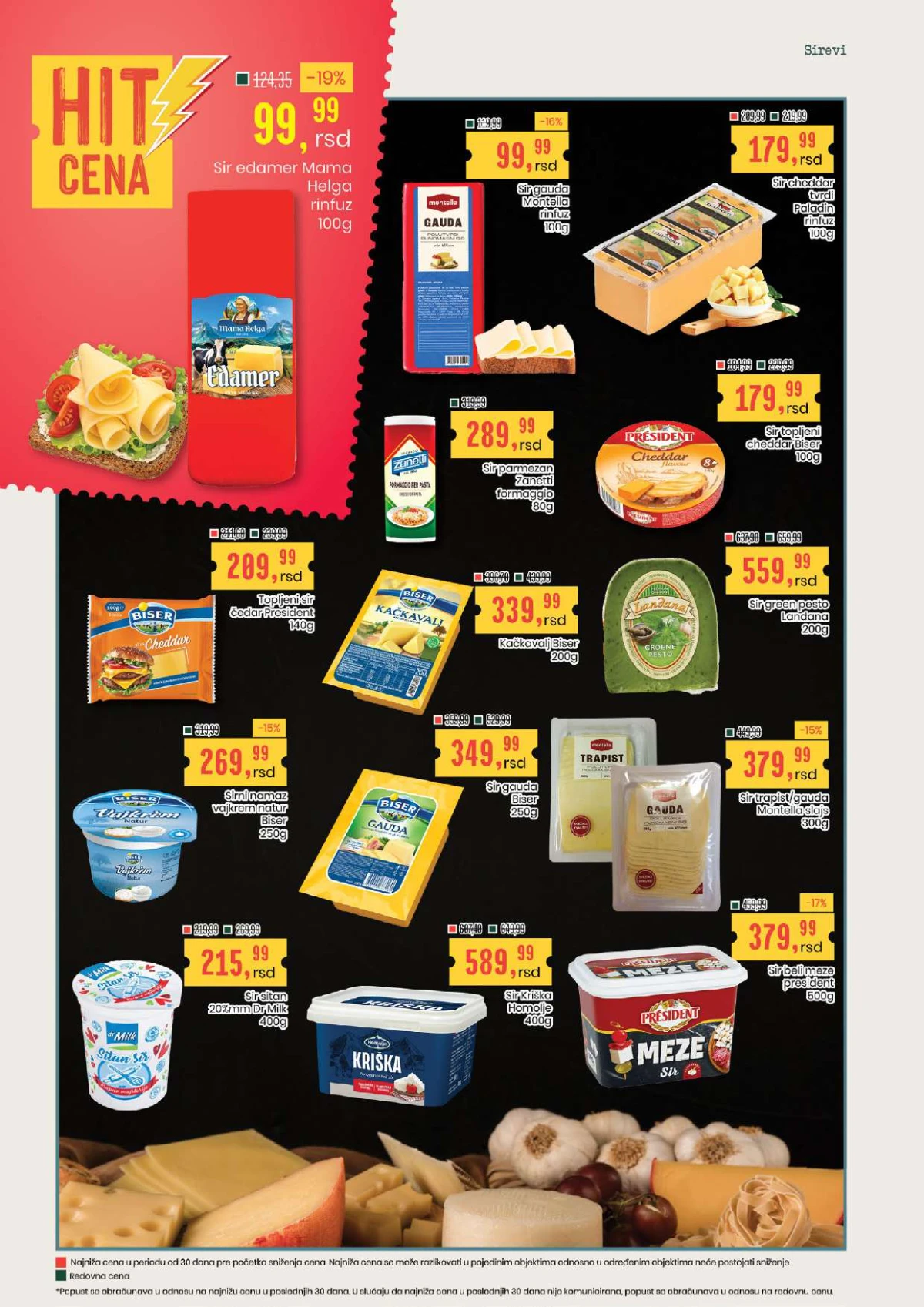 Aroma City katalog sirevi – gauda, edamer, cheddar, trapist, kačkavalj i krem sirevi na akciji