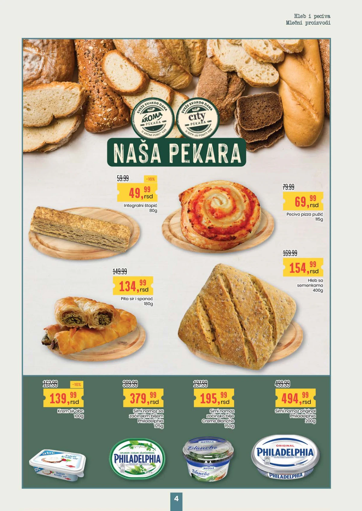 Aroma City katalog peciva hleb i sirni namazi akcija Srbija strana 4