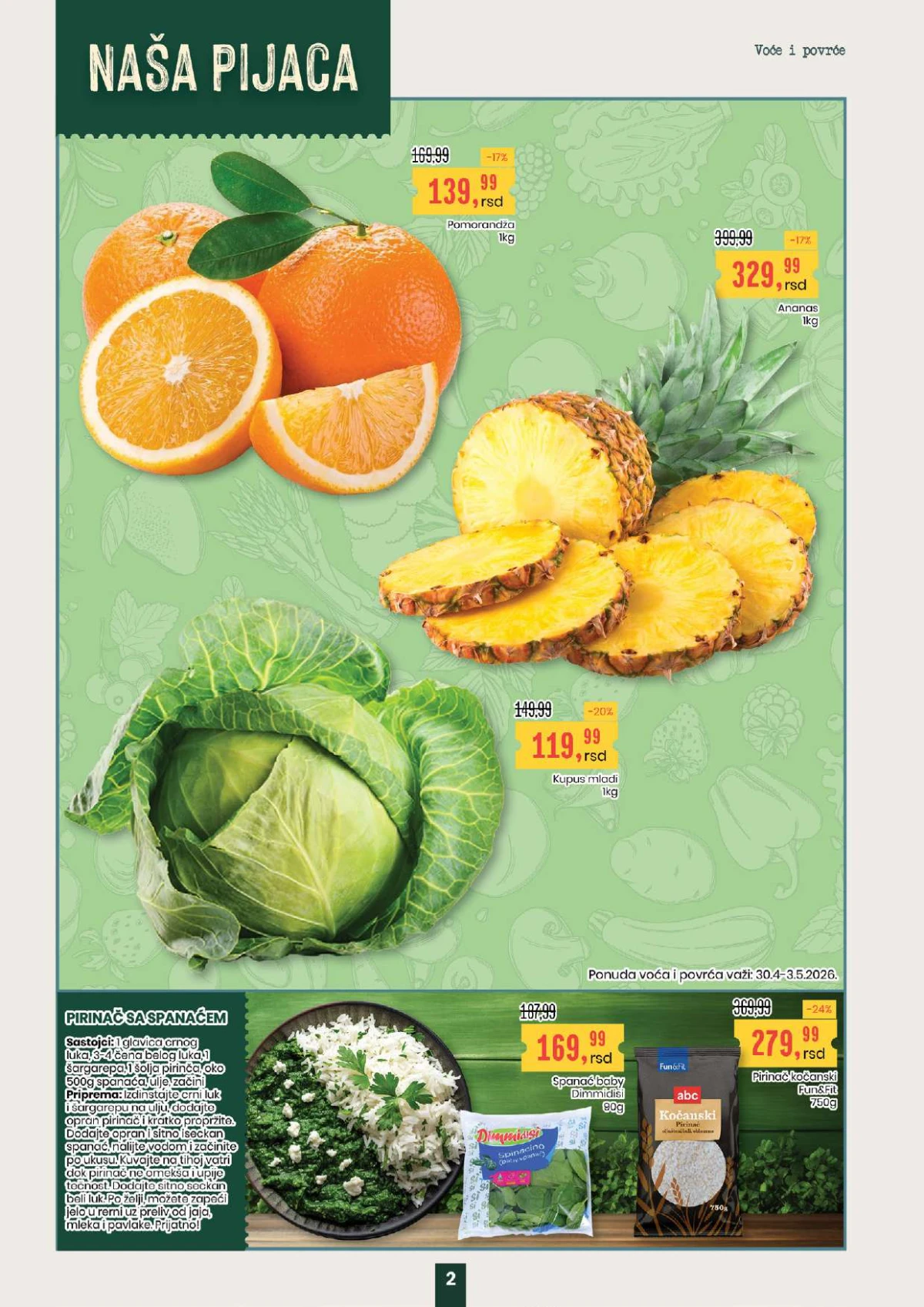 Aroma City katalog sniženja 30.04–13.05.2026 voće povrće pomorandže ananas kupus strana 2