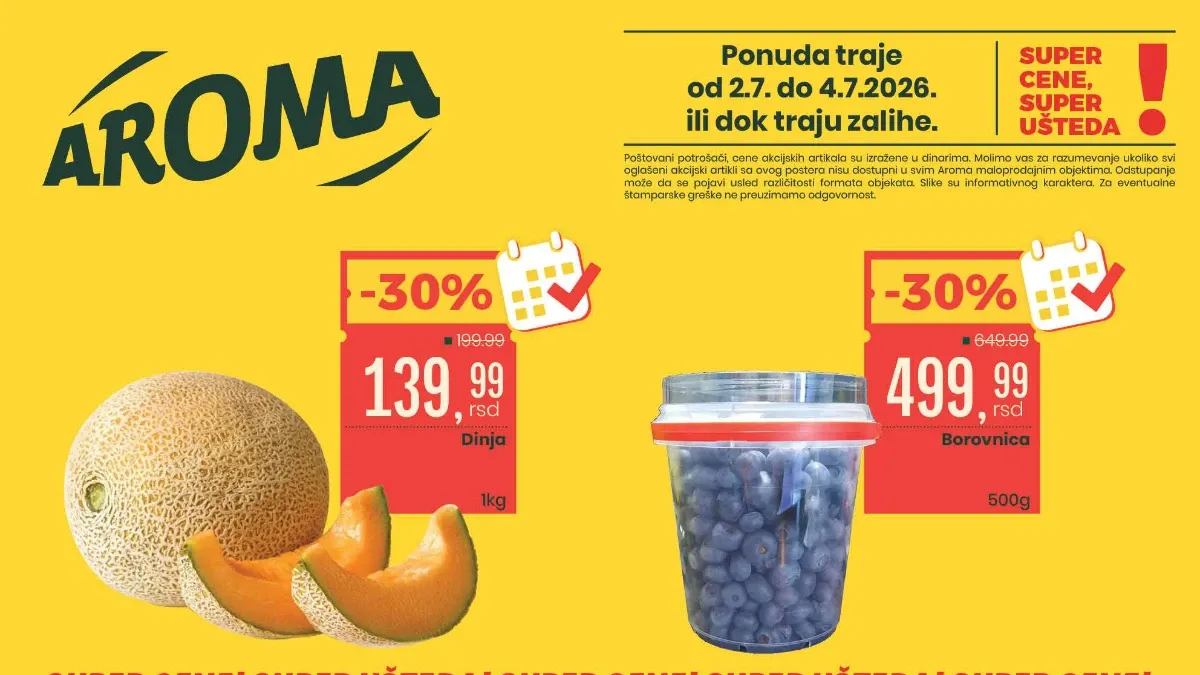 Aroma i City vikend akcija od 02. do 04.07.2026 sa popustima do 30% i super ponudom