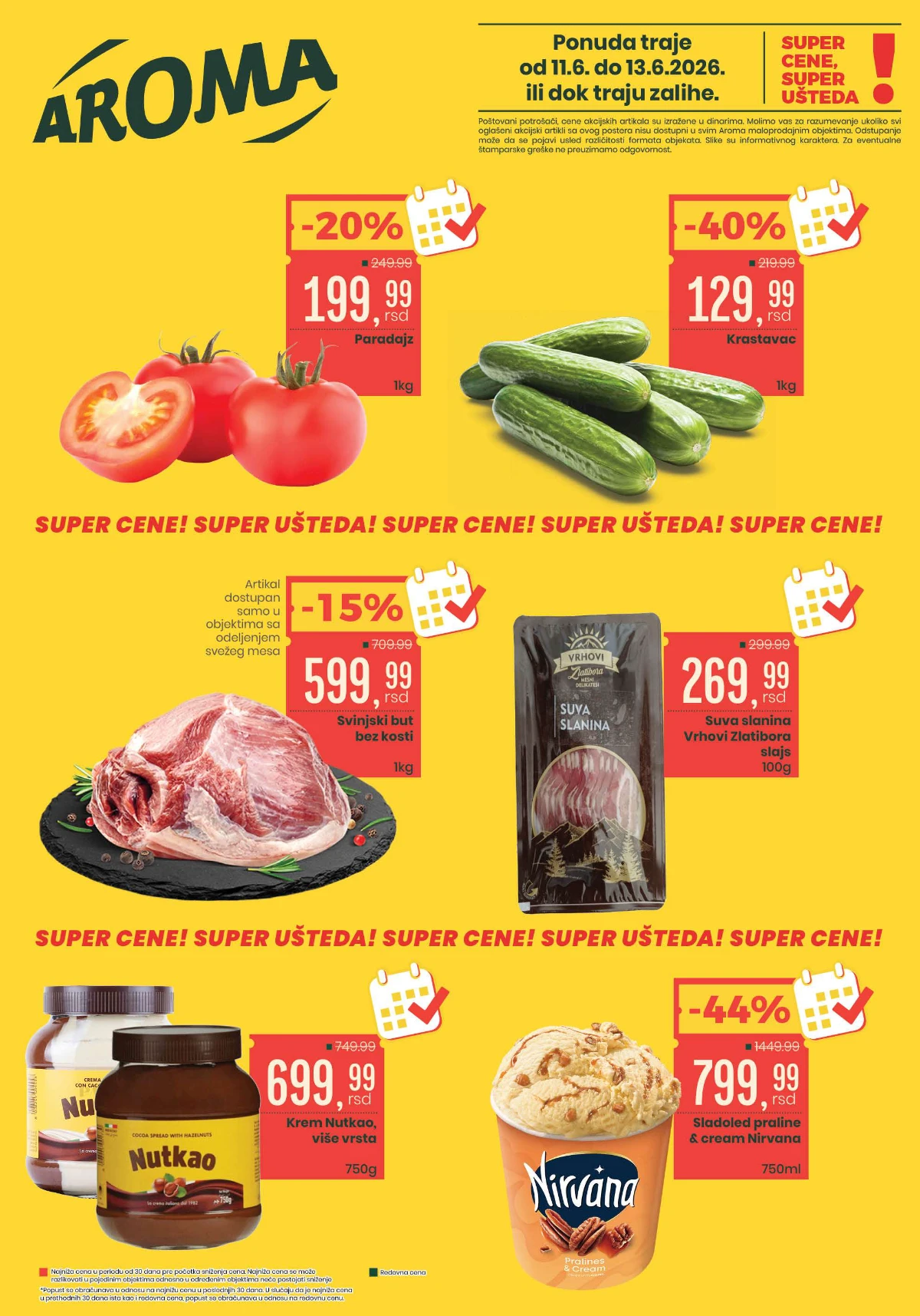 Aroma i City vikend akcija – krastavac 129,99 din, paradajz 199,99 din i sladoled Nirvana 799,99 din