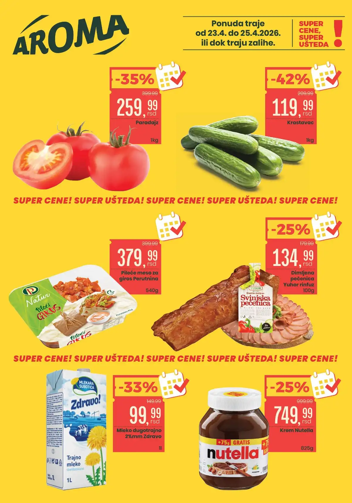 Aroma City vikend akcija sniženja prehrane i kućnih proizvoda do 25. april 2026.