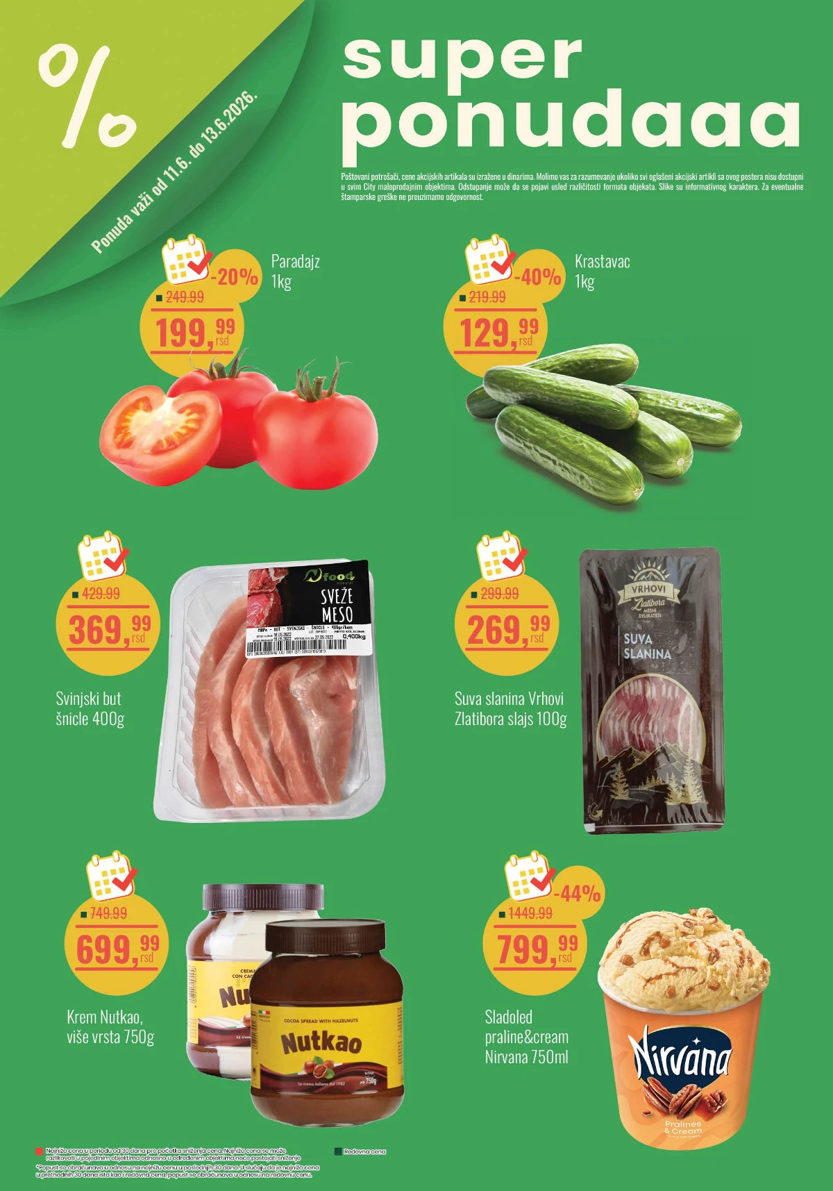City vikend akcija – paradajz 199,99 din, krastavac 129,99 din i svinjski but šnicle 369,99 din