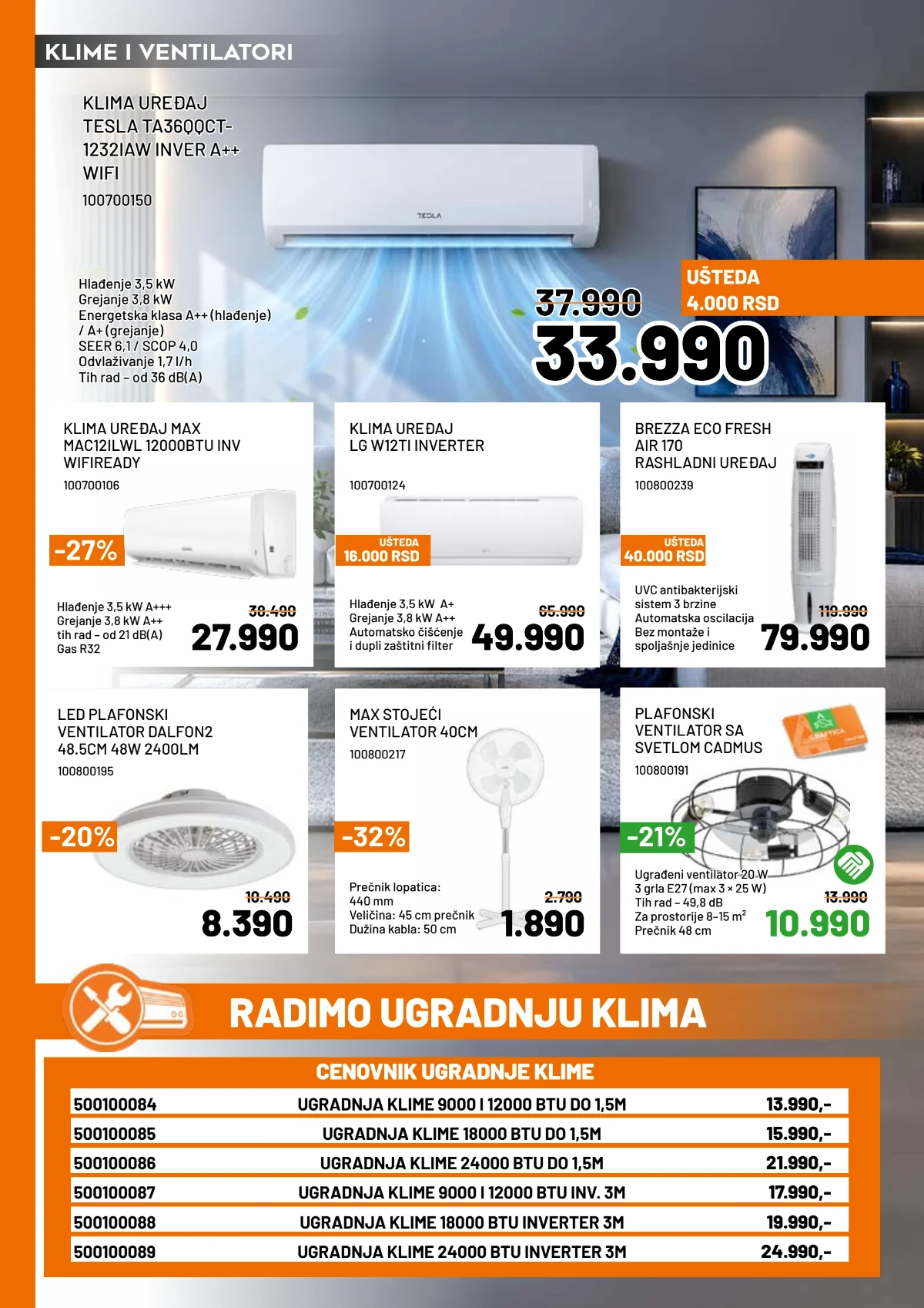 Crafter katalog jul 2026 sa klima uređajima, ventilatorima i rashladnim uređajima