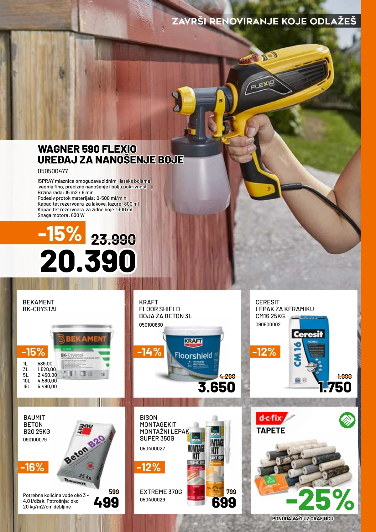 Crafter katalog jul 2026 sa bojama, lepkovima i građevinskim materijalom