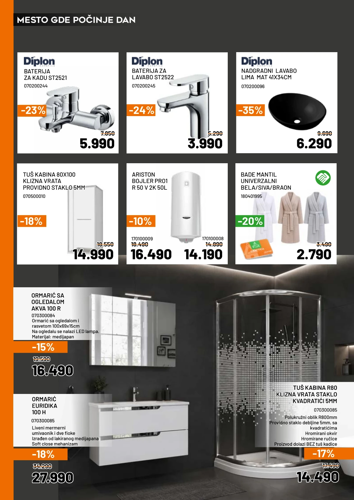 Crafter katalog jul 2026 sa kupatilskom opremom, tuš kabinama i sanitarijama