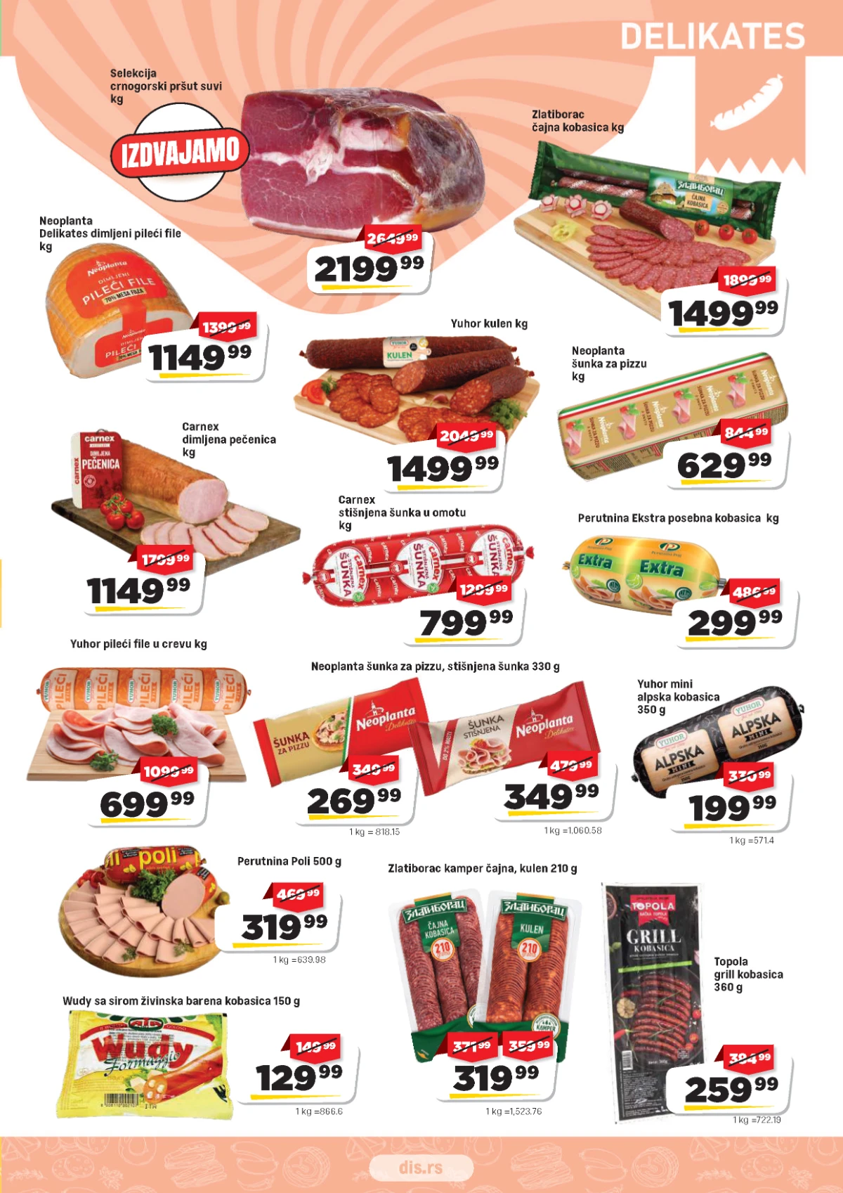 DIS katalog strana 3 – delikates i suhomesnati proizvodi na akciji