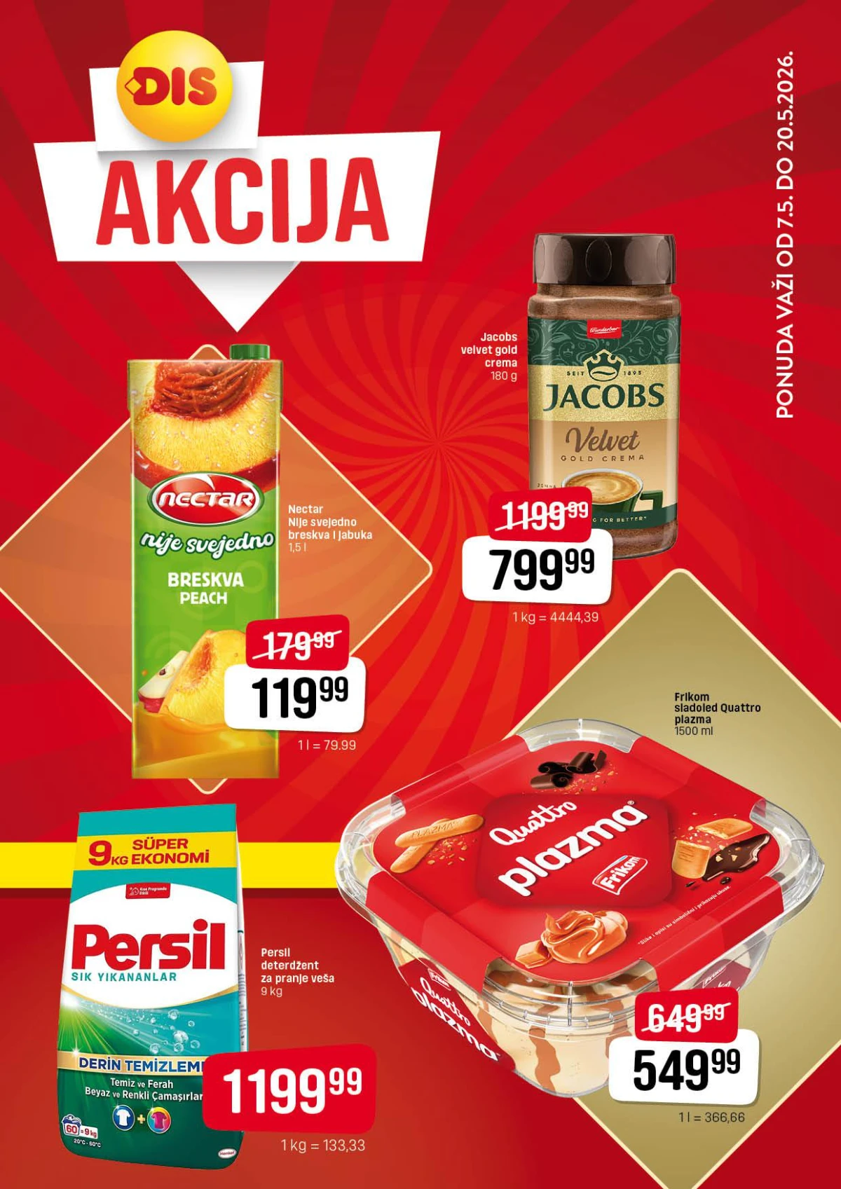 DIS katalog maj 2026 – velika akcija na prehranu, piće, slatkiše i kućnu hemiju do 20.05.2026