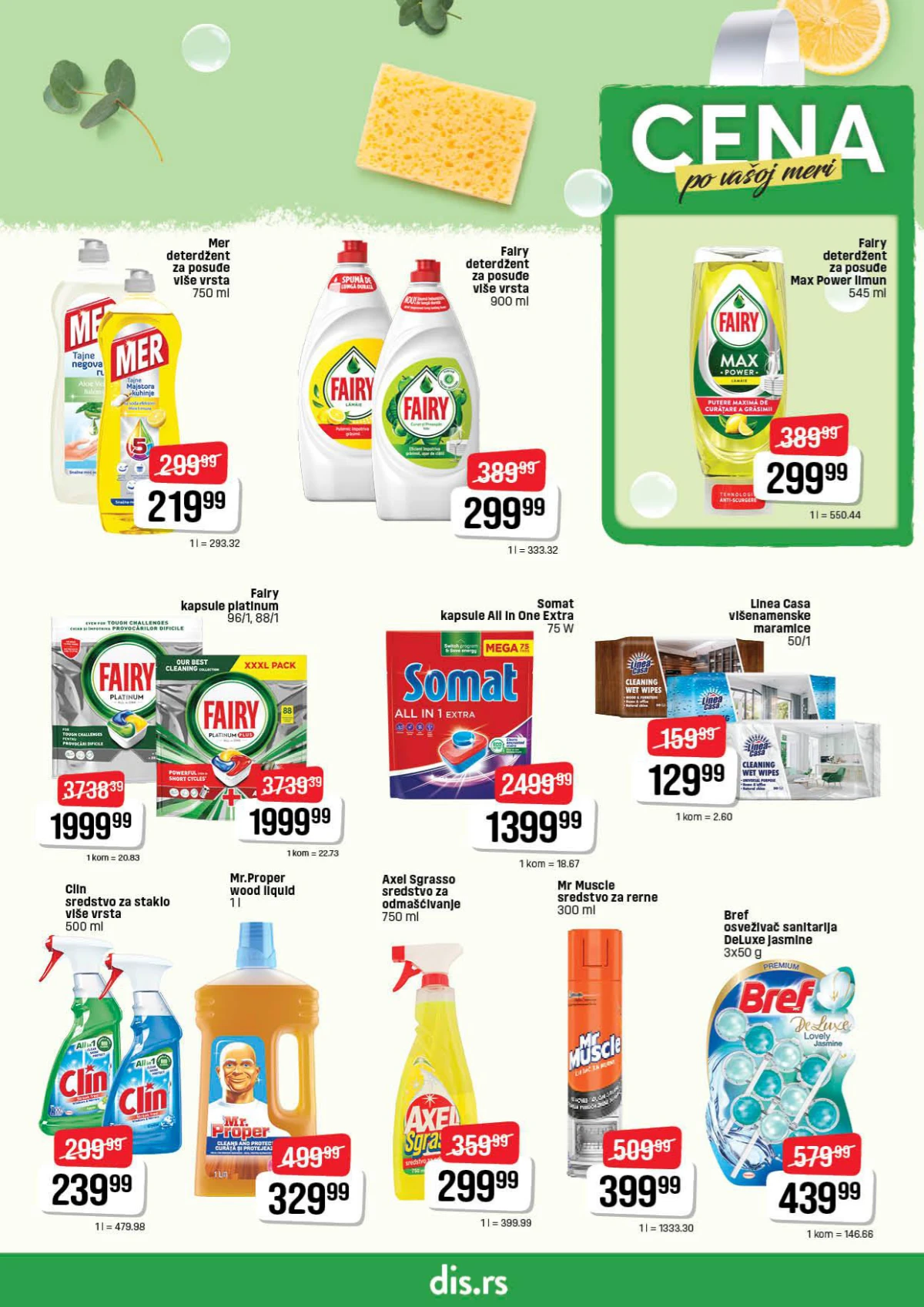 DIS katalog kućna hemija i sredstva za čišćenje maj 2026 Fairy Somat Bref i Clin akcija