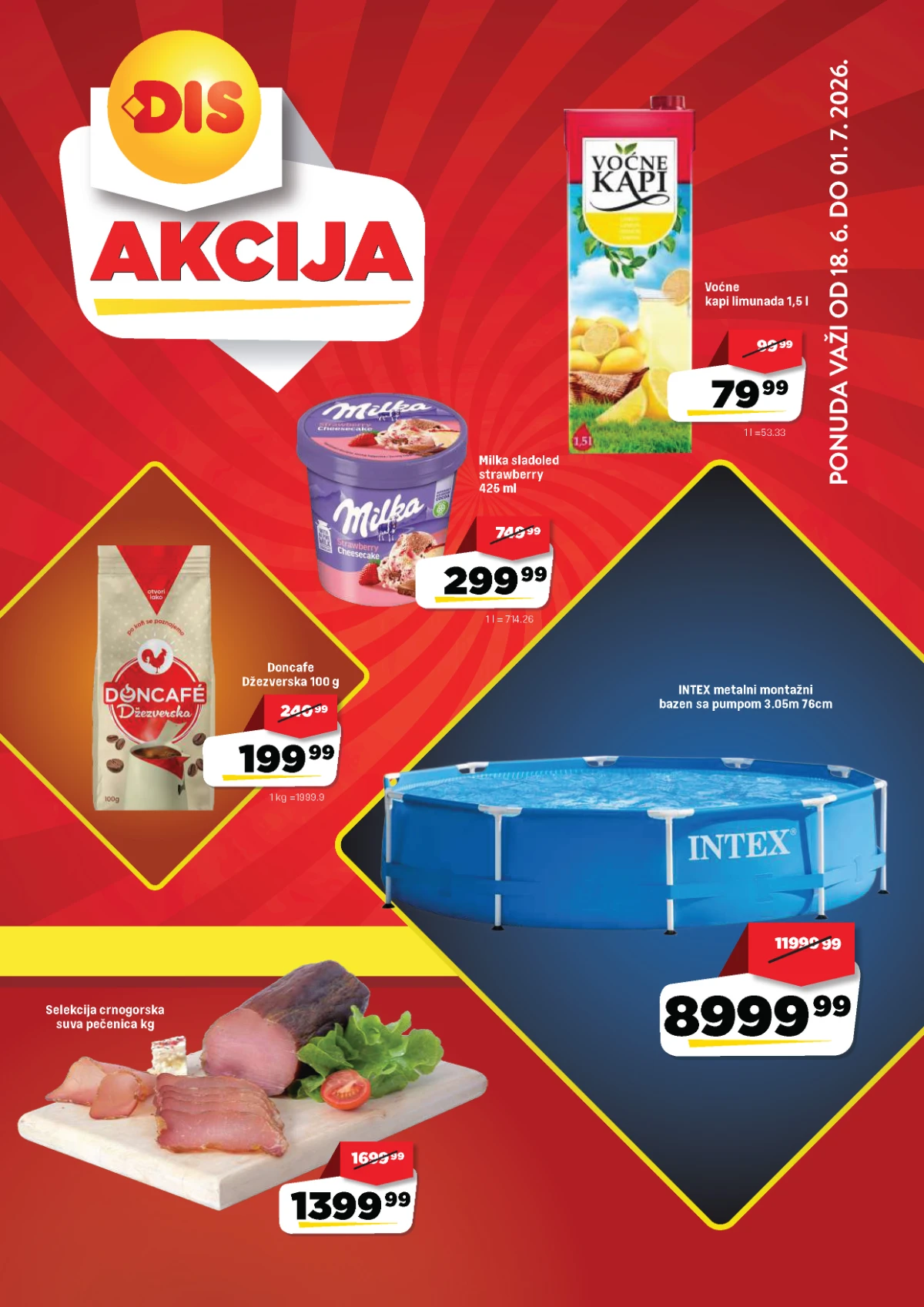 DIS akcija do 43% popusta do 01.07.2026 – prehrana, piće, delikatese i kućne potrepštine