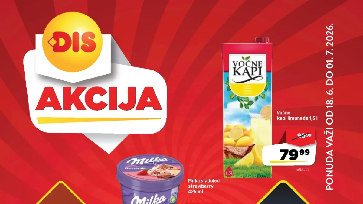 DIS akcija do 43% popusta – prehrana, delikatese i svakodnevna kupovina do 01.07.2026