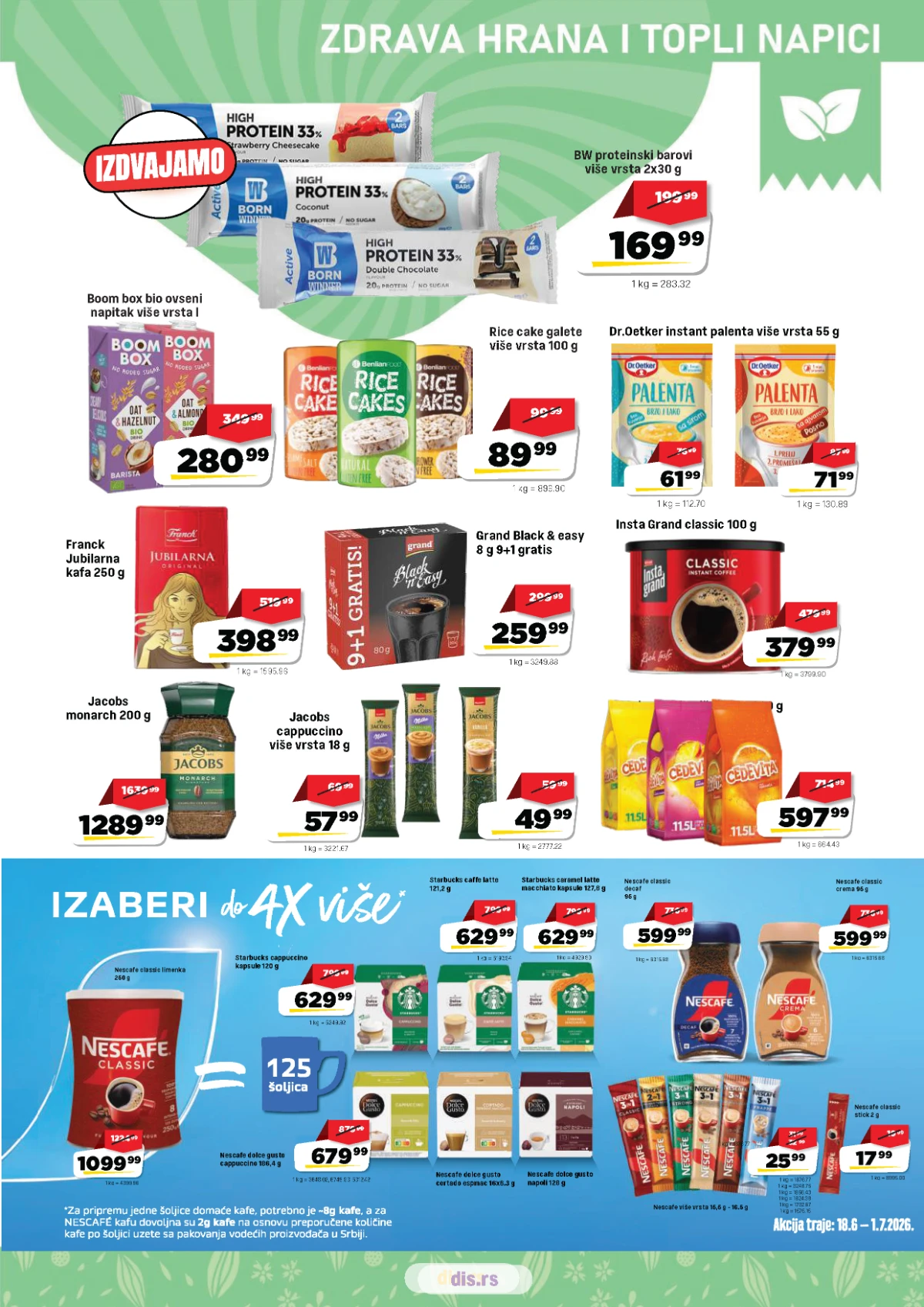 DIS katalog strana 9 – zdrava hrana i topli napici na akciji