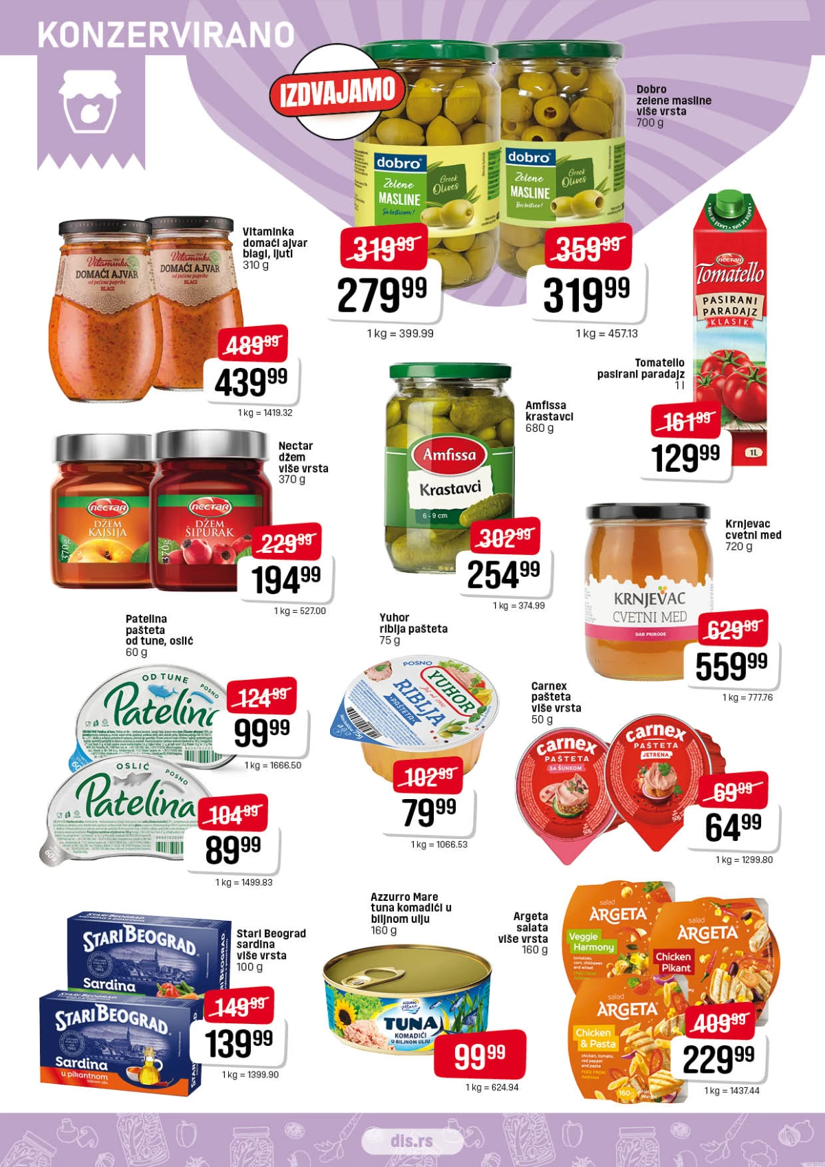 DIS konzervirani proizvodi i dodaci jelima maj 2026 DIS katalog ajvar, masline, paštete i tunjevina na akciji maj i jun 2026