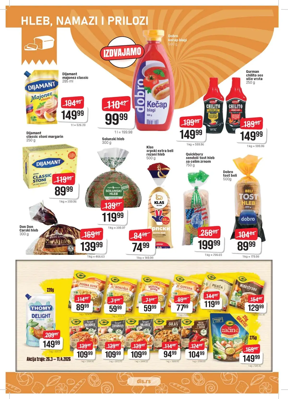 DIS katalog – Uskrs akcija 2026 strana 6 DIS katalog sniženja za Uskrs strana 6 – prehrana i kućne potrepštine Srbija