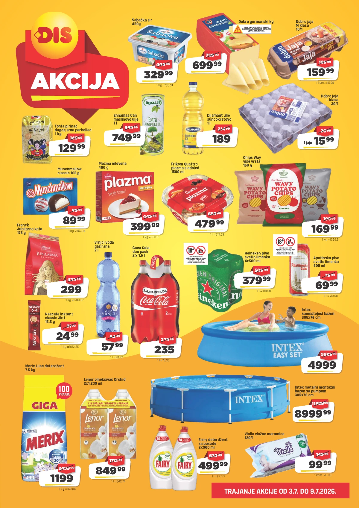 DIS katalog strana 3 – prehrana, pića i proizvodi za domaćinstvo na akciji