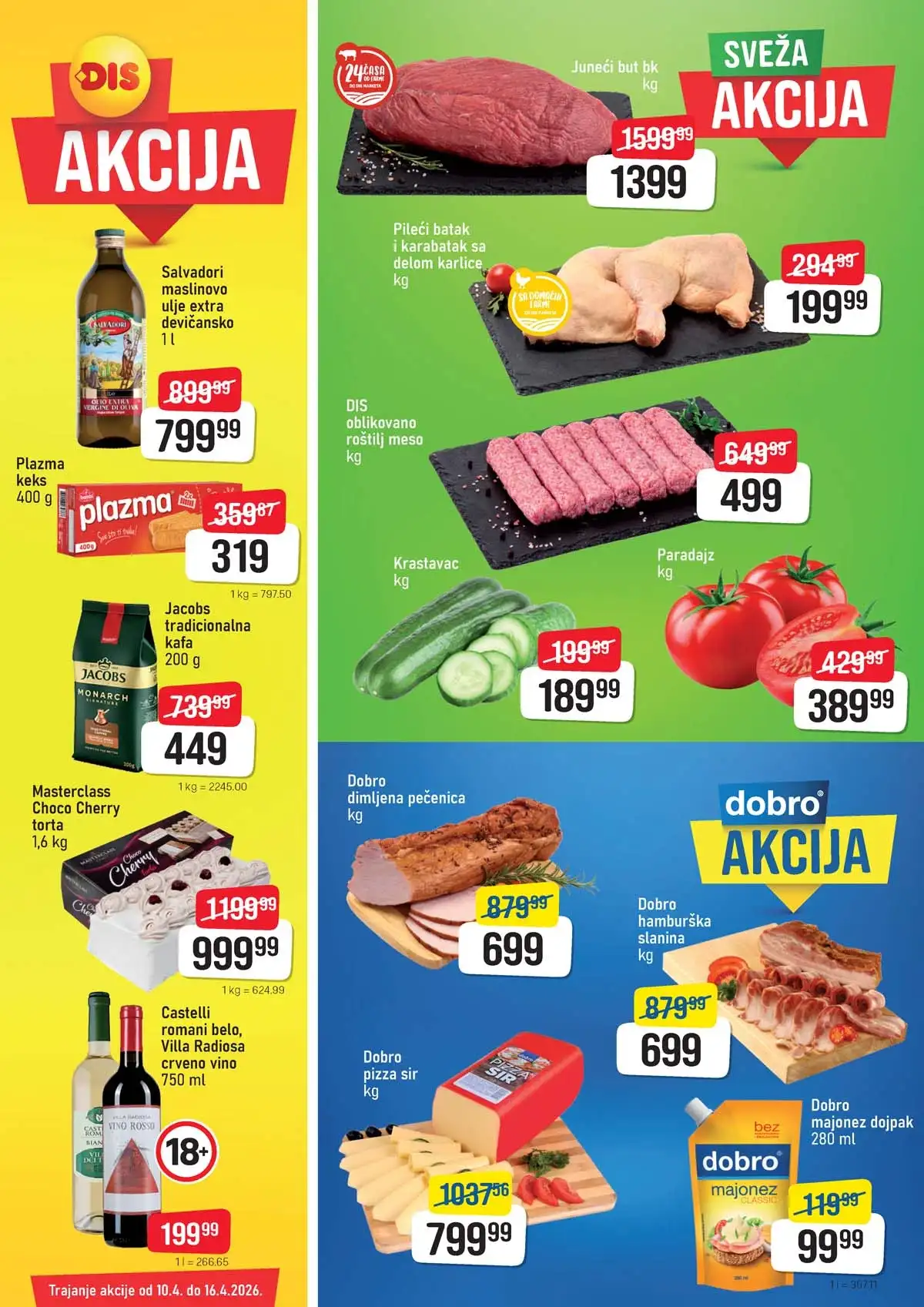 DIS nedeljna akcija katalog sniženja prehrane, pića i kućnih proizvoda do 16. aprila 2026.