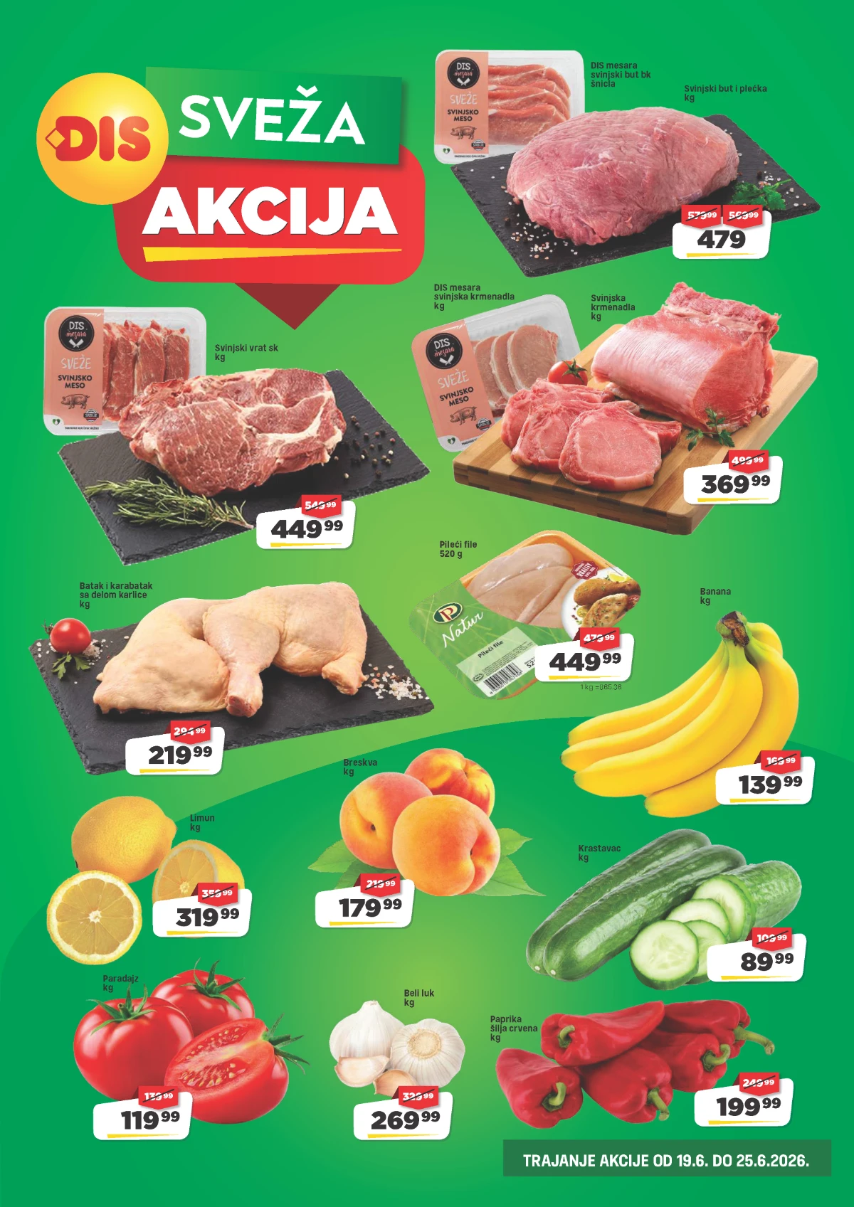 DIS Sveža akcija strana 3 – sveže meso, voće i povrće po akcijskim cenama