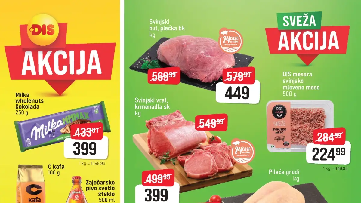 DIS akcija do 49% od 22.05. do 28.05.2026. – sveže meso, jagode, Milka, Persil i kućna hemija