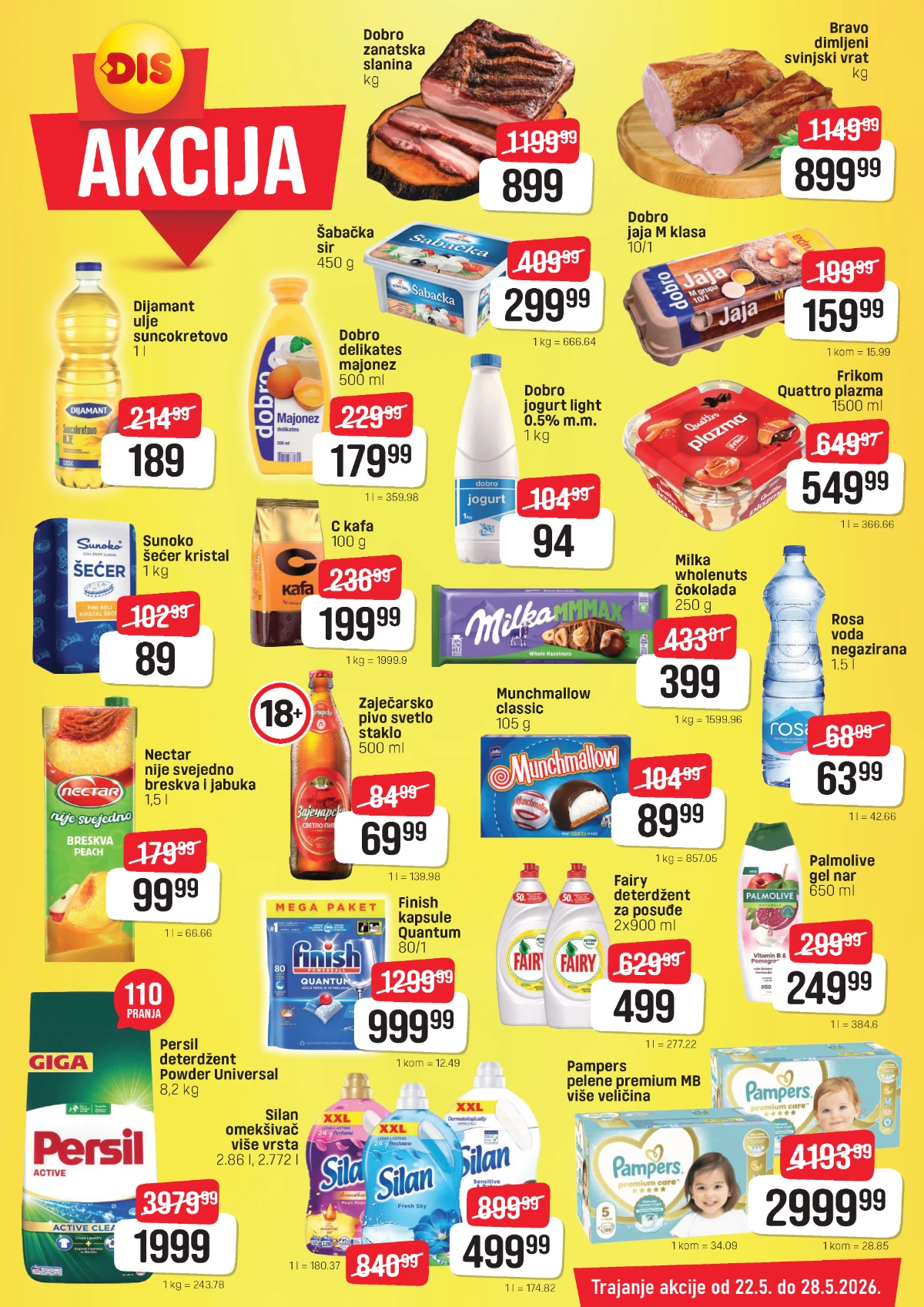 DIS akcija strana 2 – Grand kafa, Quattro sladoled i Persil po nižim cenama DIS katalog strana 2 – kafa, sladoled, čokolade i kućna hemija na sniženju do 28.05.2026.