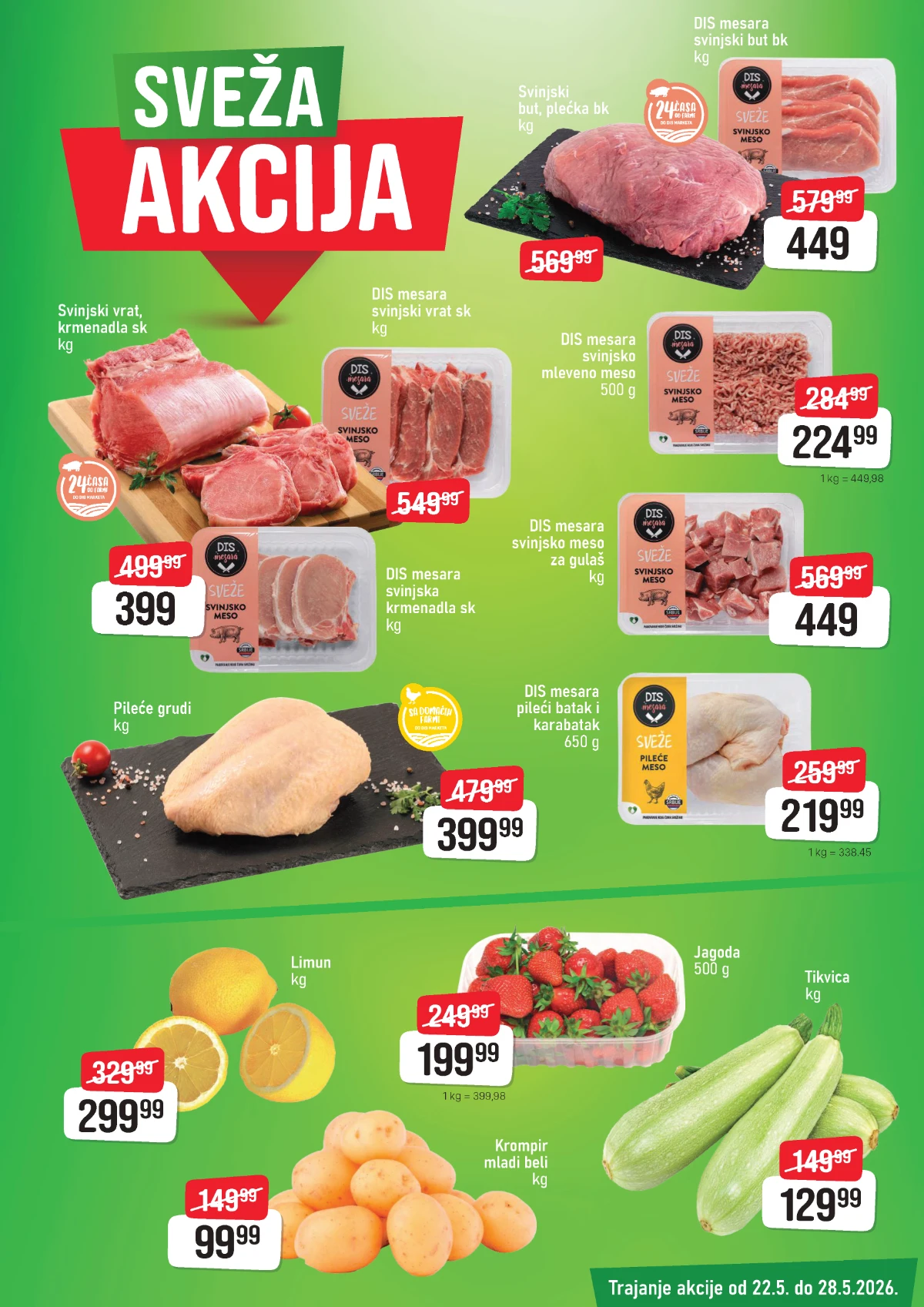 DIS katalog strana 3 – voće, slatkiši i kućna hemija uz velika sniženja DIS katalog strana 3 – jagode, Milka čokolade i Persil deterdžent na akciji