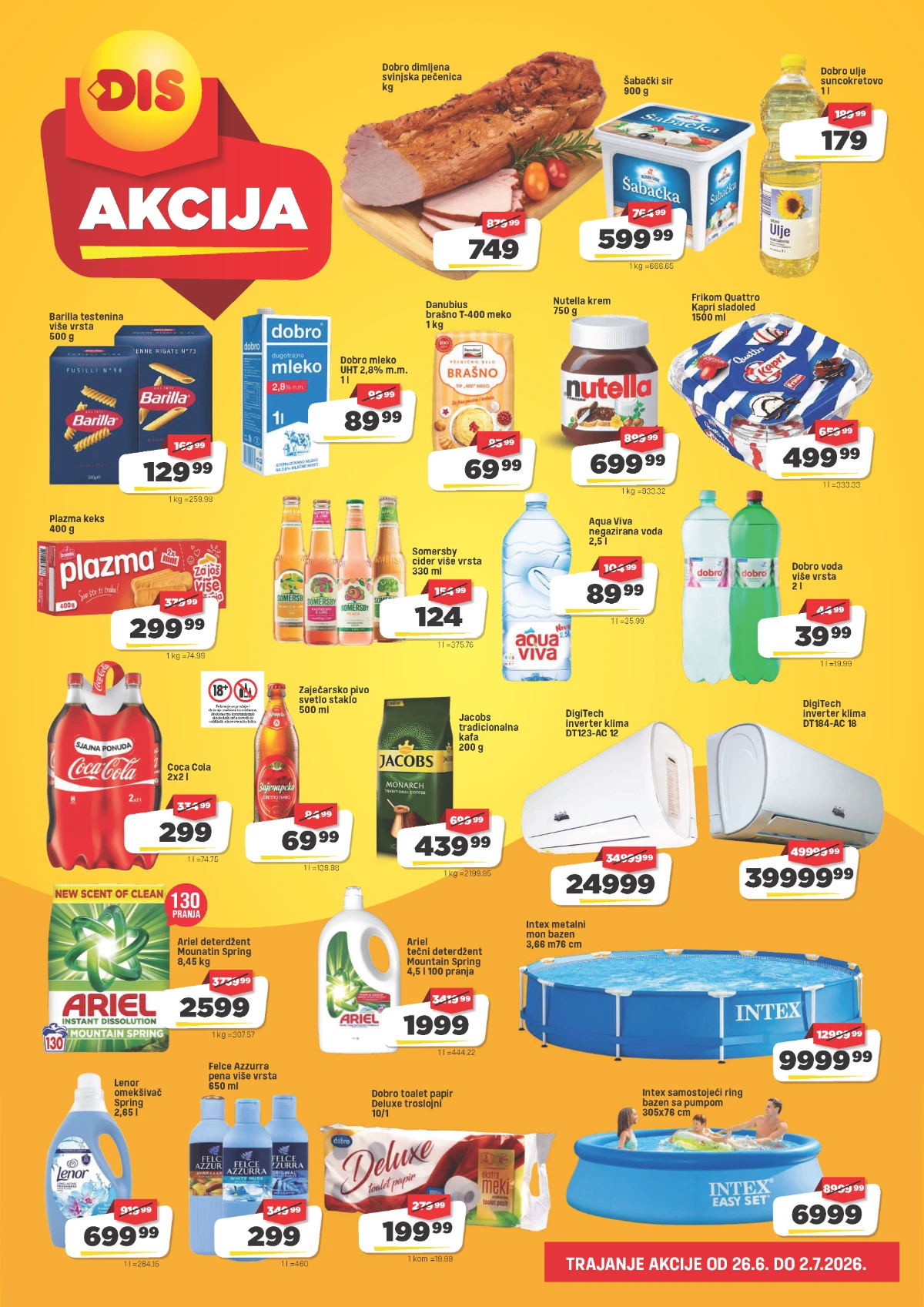 DIS katalog strana 2 – prehrambeni proizvodi, piće, kućna hemija i sezonski proizvodi na akciji