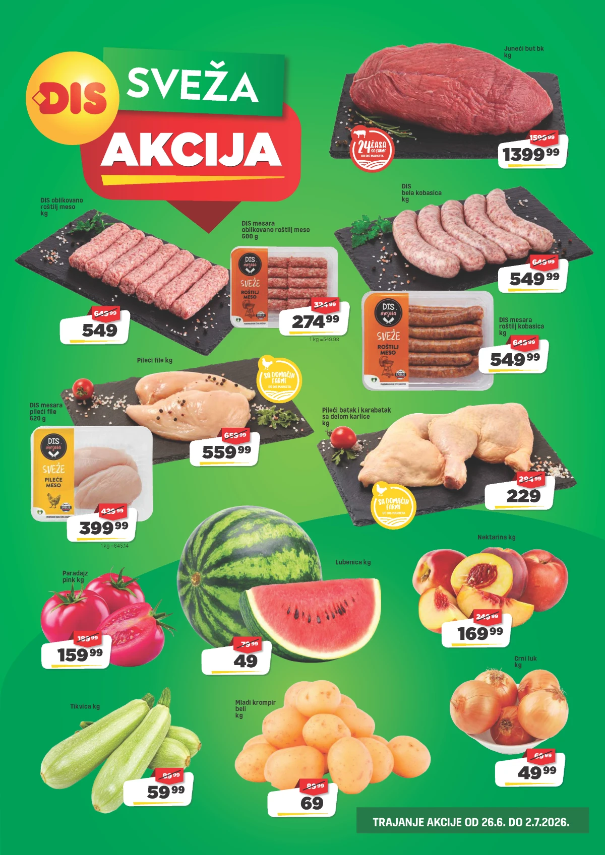DIS katalog strana 3 – sveže meso, voće i povrće na akciji