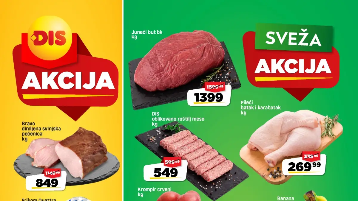 DIS akcija do 43% od 29.05. do 04.06.2026 – juneći but, pileći batak, banana, Jacobs kafa i Ariel deterdžent