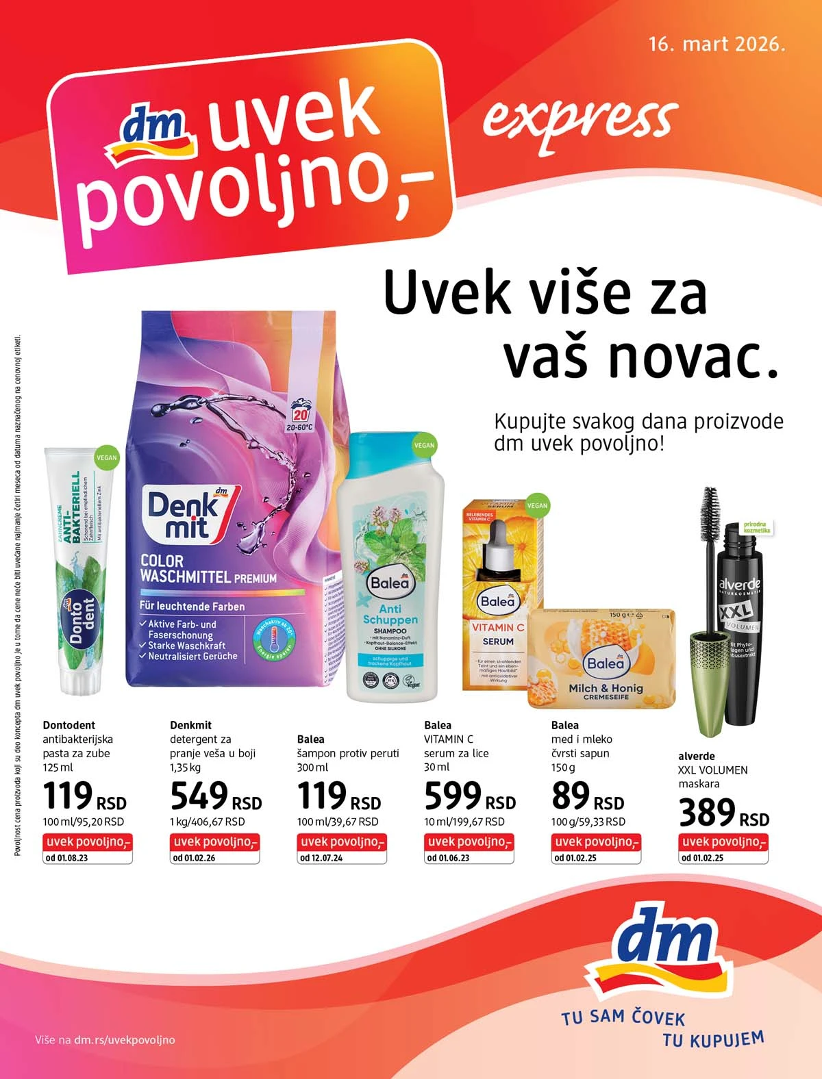 DM Express katalog akcija – kozmetika i proizvodi za negu na sniženju do 31.03.2026