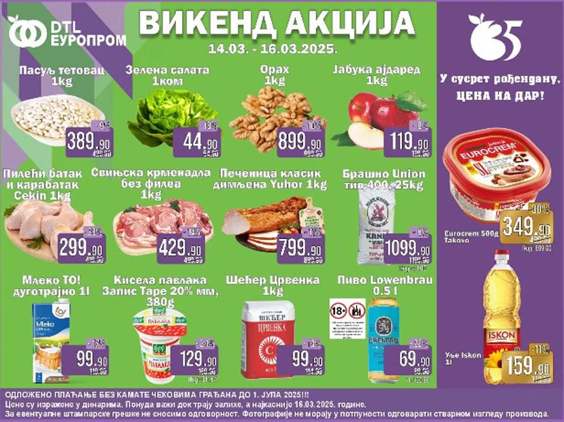 EUROPROM Vikend akcija sniženja do 16.03.2025