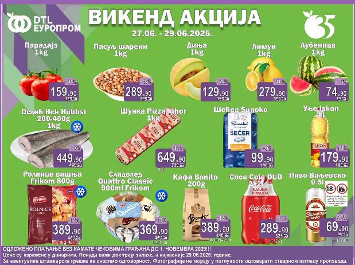 EUROPROM Vikend akcija sniženja do 29.06.2025