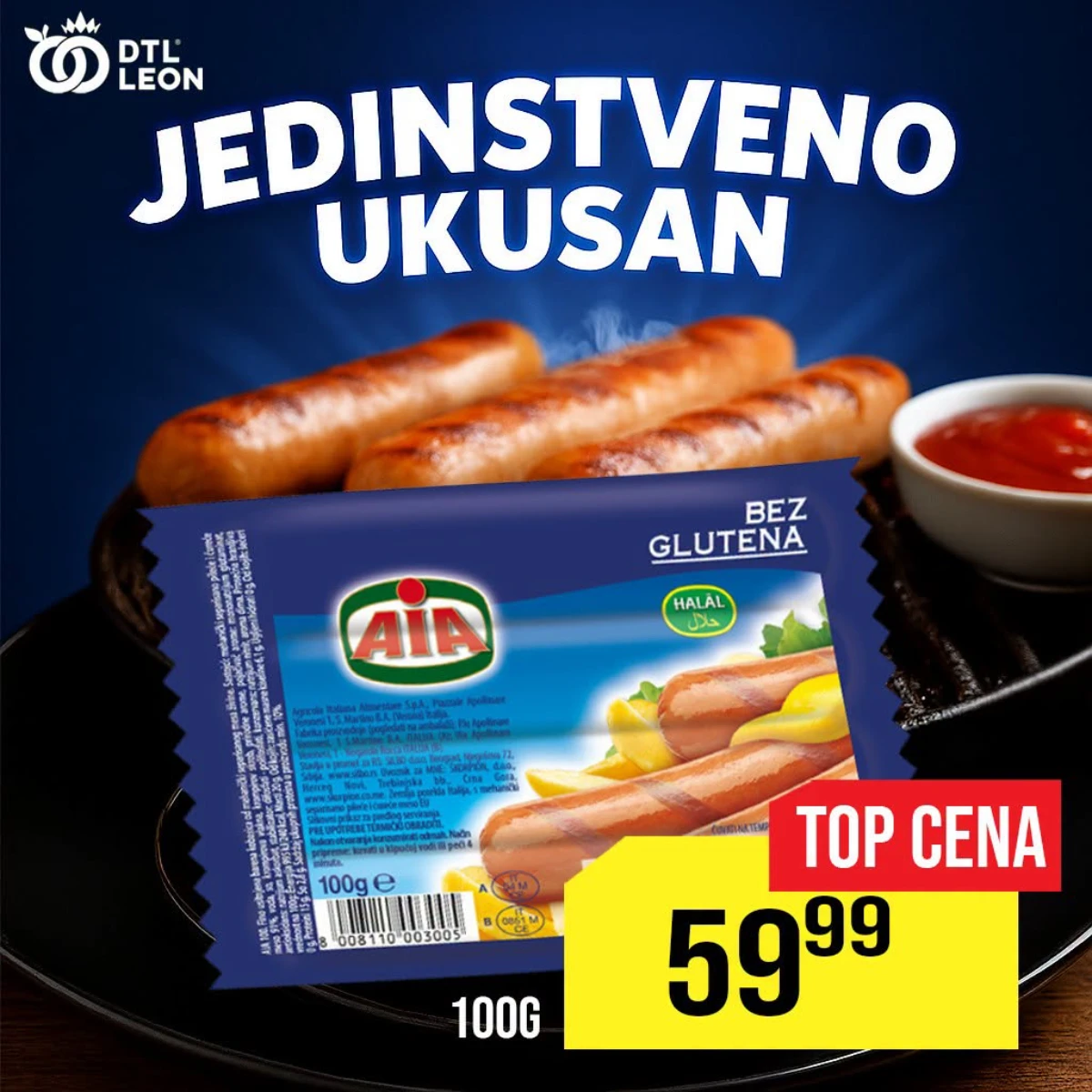 DTL Leon akcija – AIA pileće viršle 100 g po sniženoj ceni