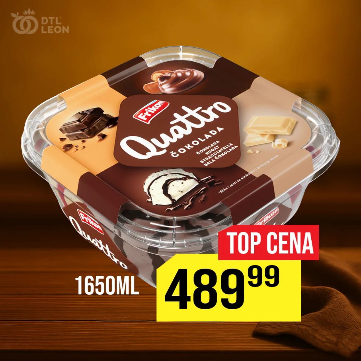 DTL Leon akcija – Frikom Quattro sladoled 1650 ml po sniženoj ceni